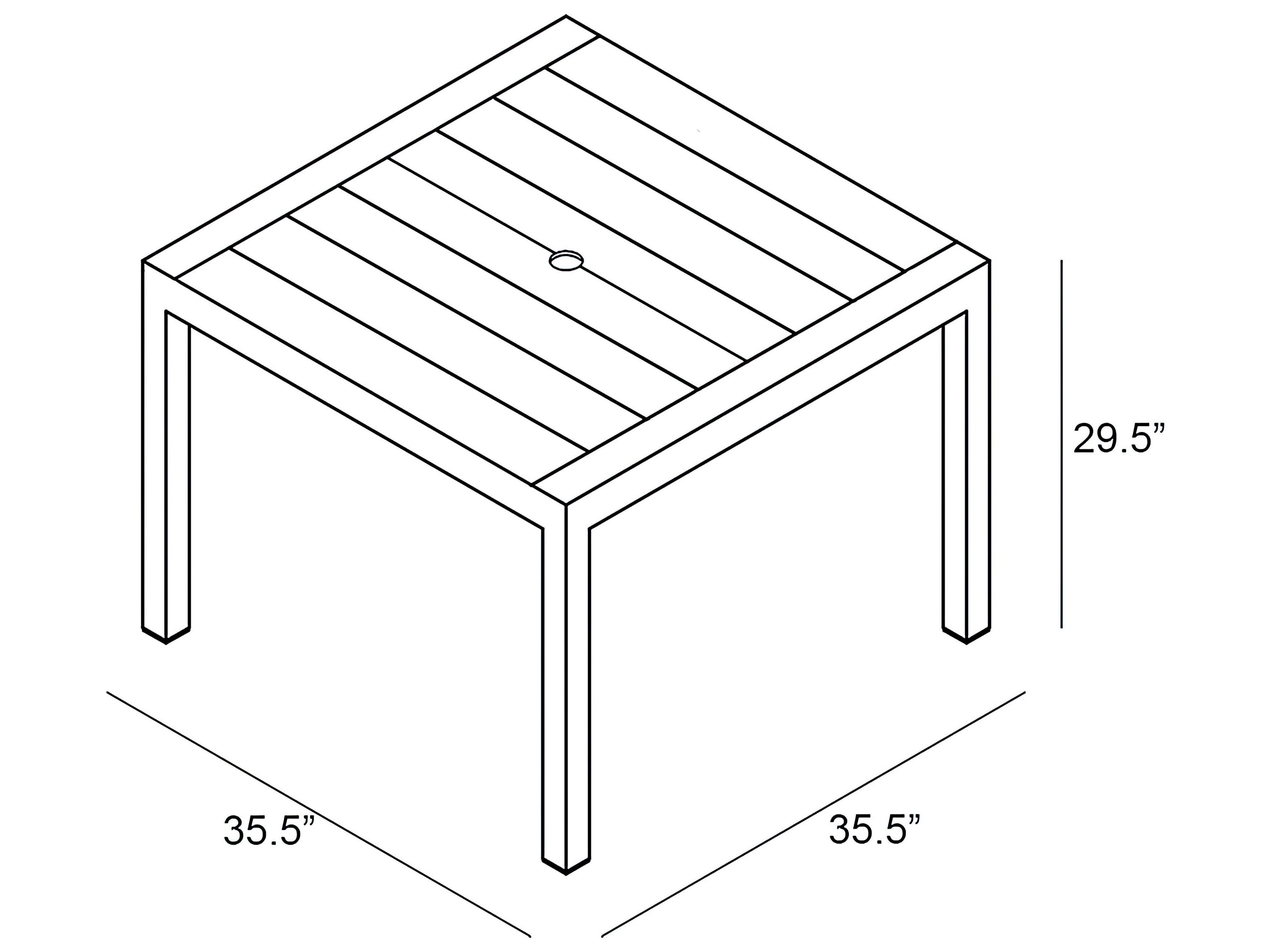 Harmonia Living Classic Aluminum Square Dining table with Umbrella Hole