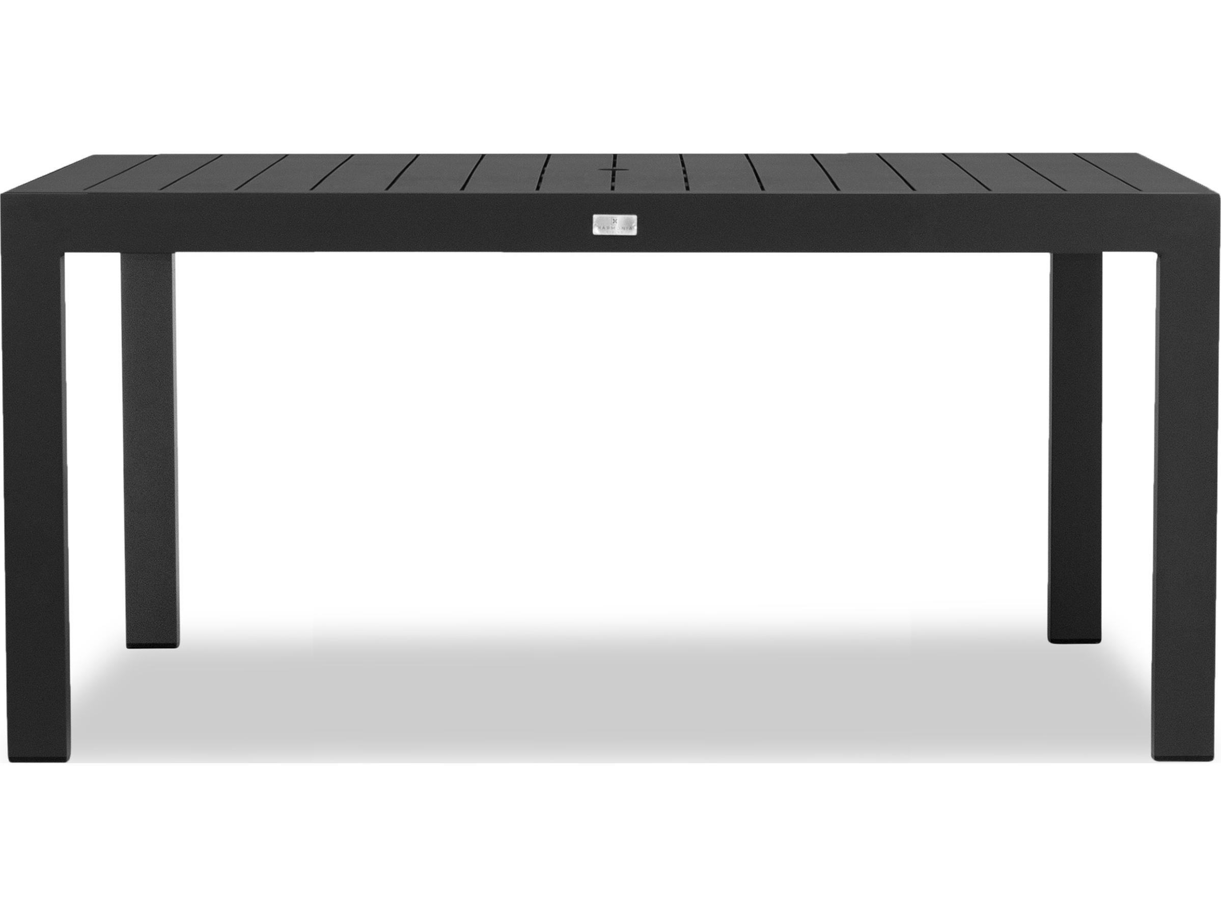 Harmonia Living Classic Aluminum Rectangular Dining table with Umbrella Hole