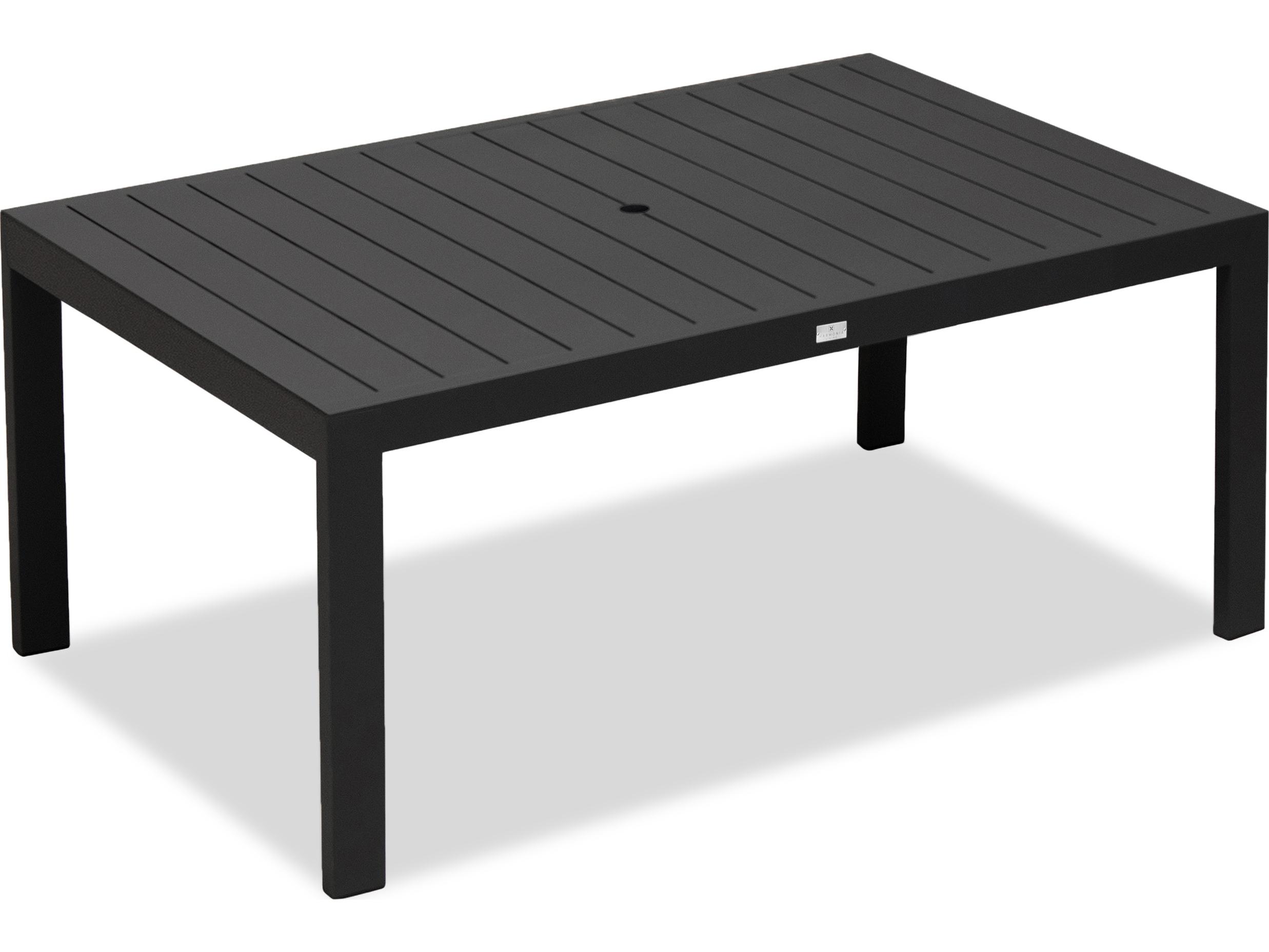 Harmonia Living Classic Aluminum Rectangular Dining table with Umbrella Hole