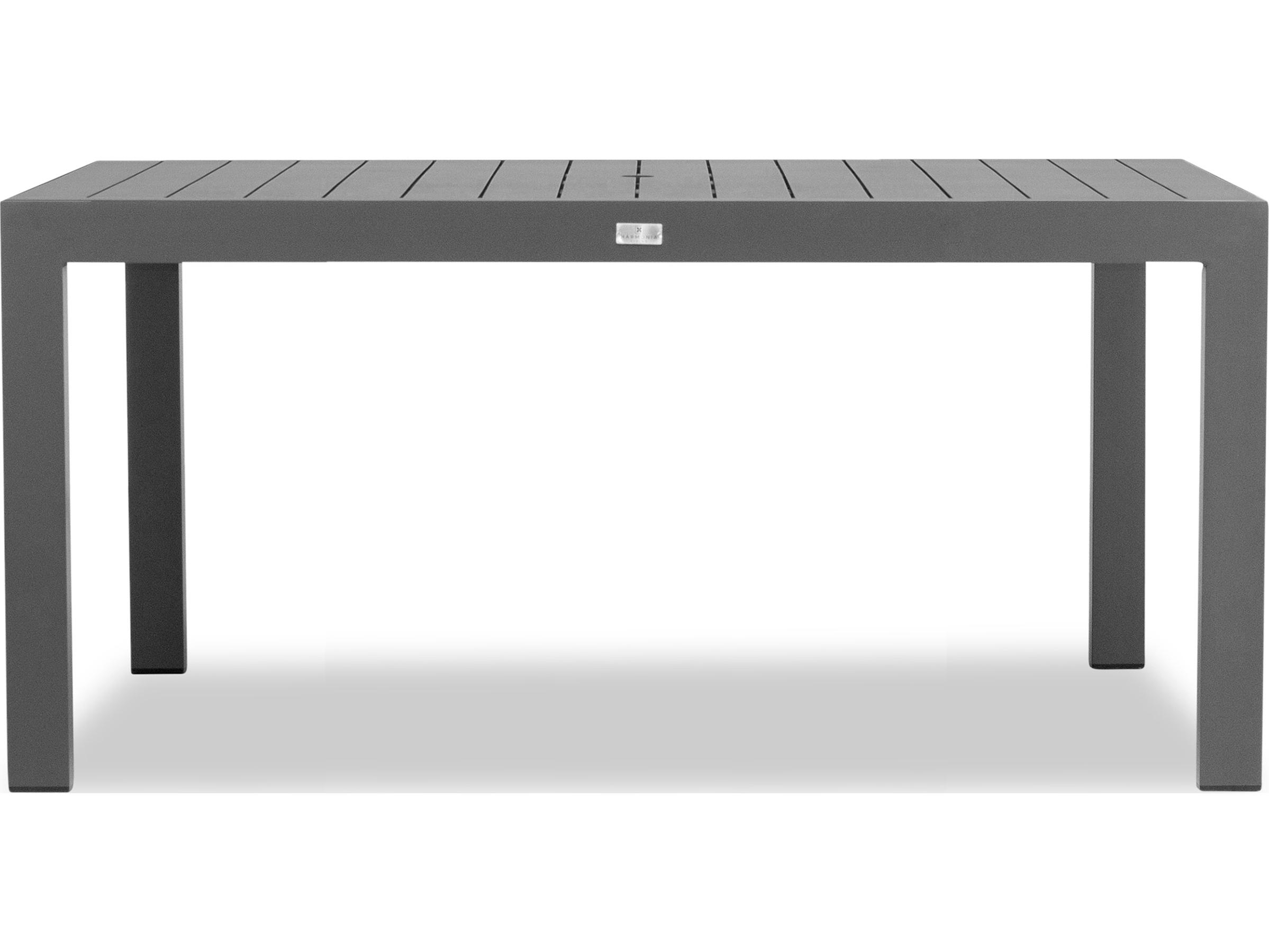 Harmonia Living Classic Aluminum Rectangular Dining table with Umbrella Hole