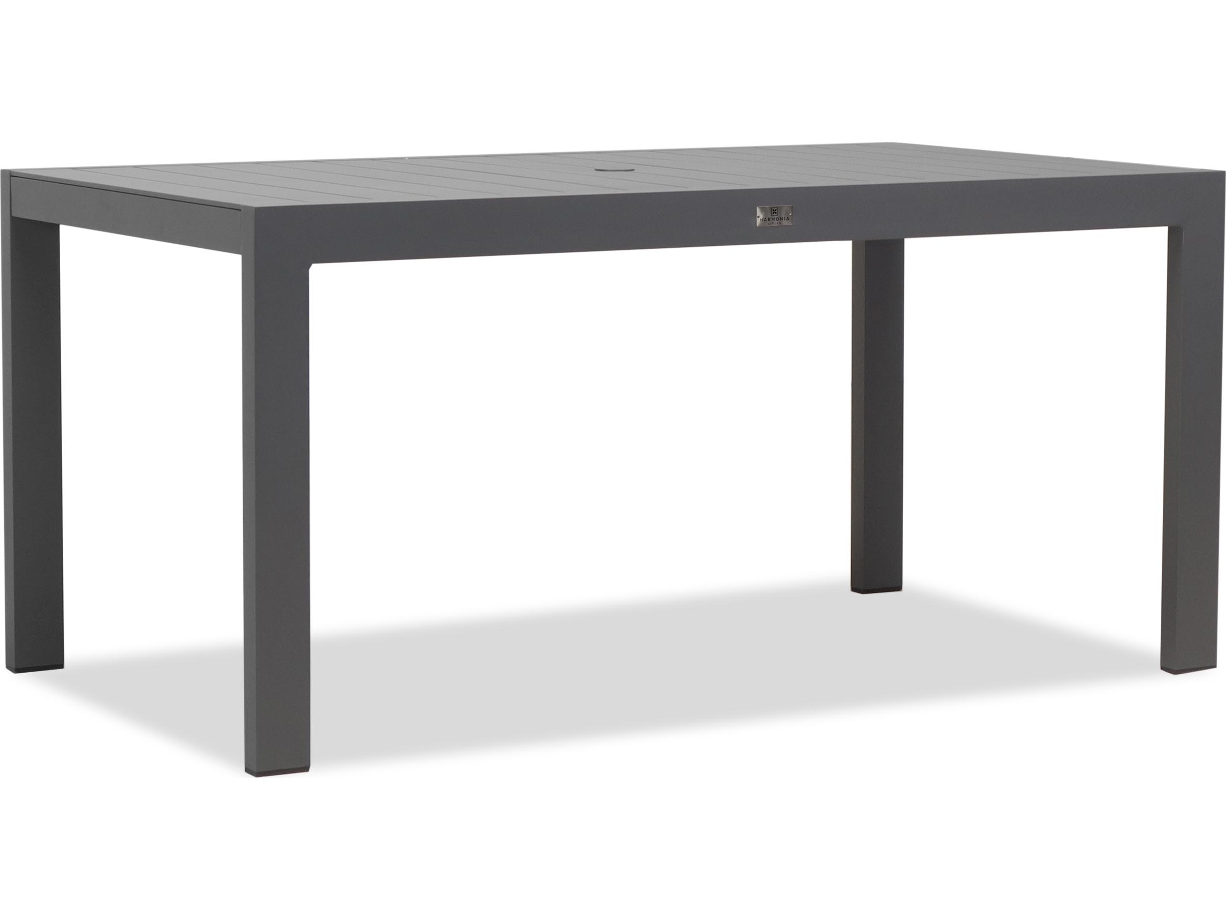 Harmonia Living Classic Aluminum Rectangular Dining table with Umbrella Hole