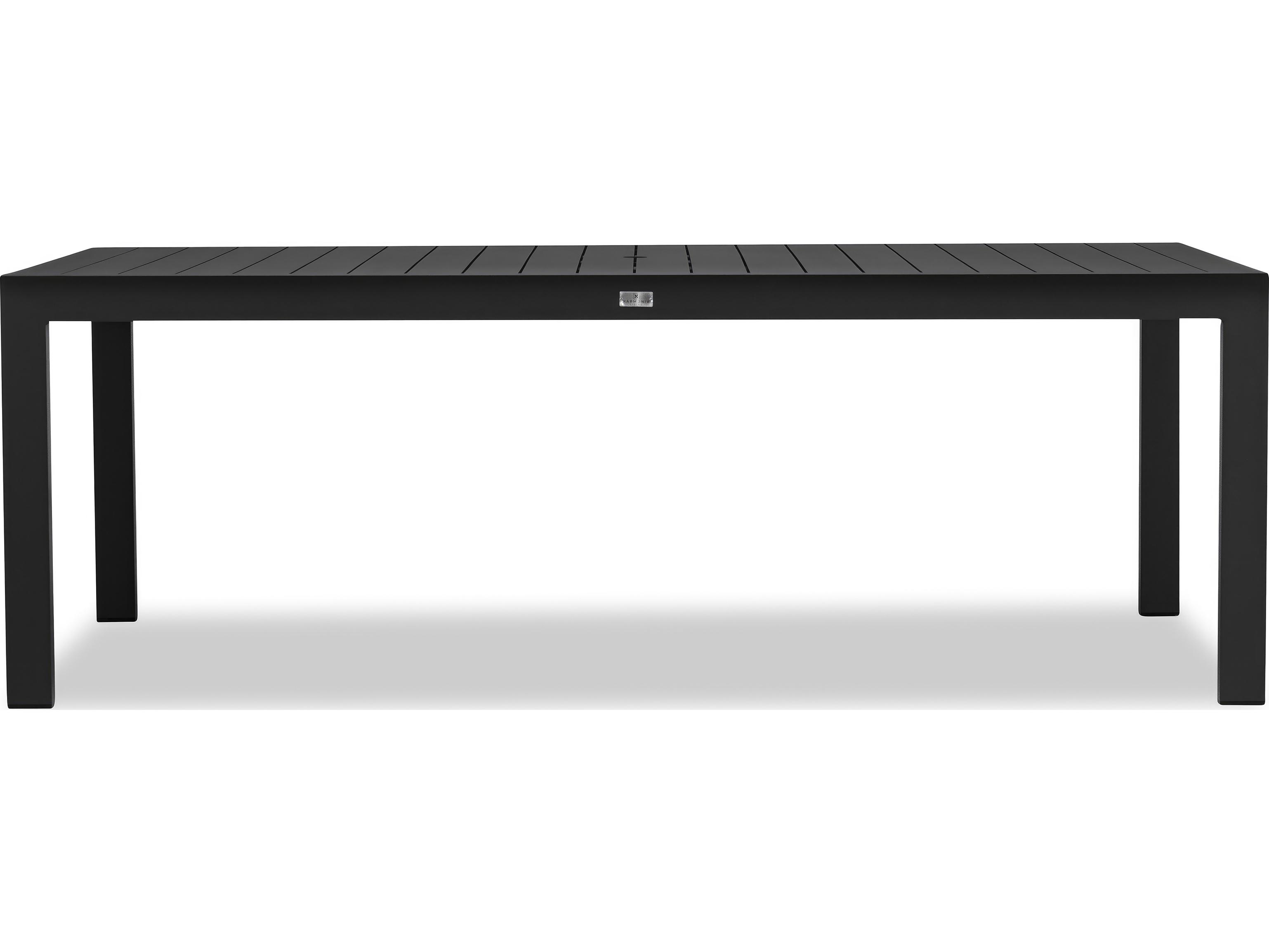 Harmonia Living Classic Aluminum Rectangular Dining table with Umbrella Hole