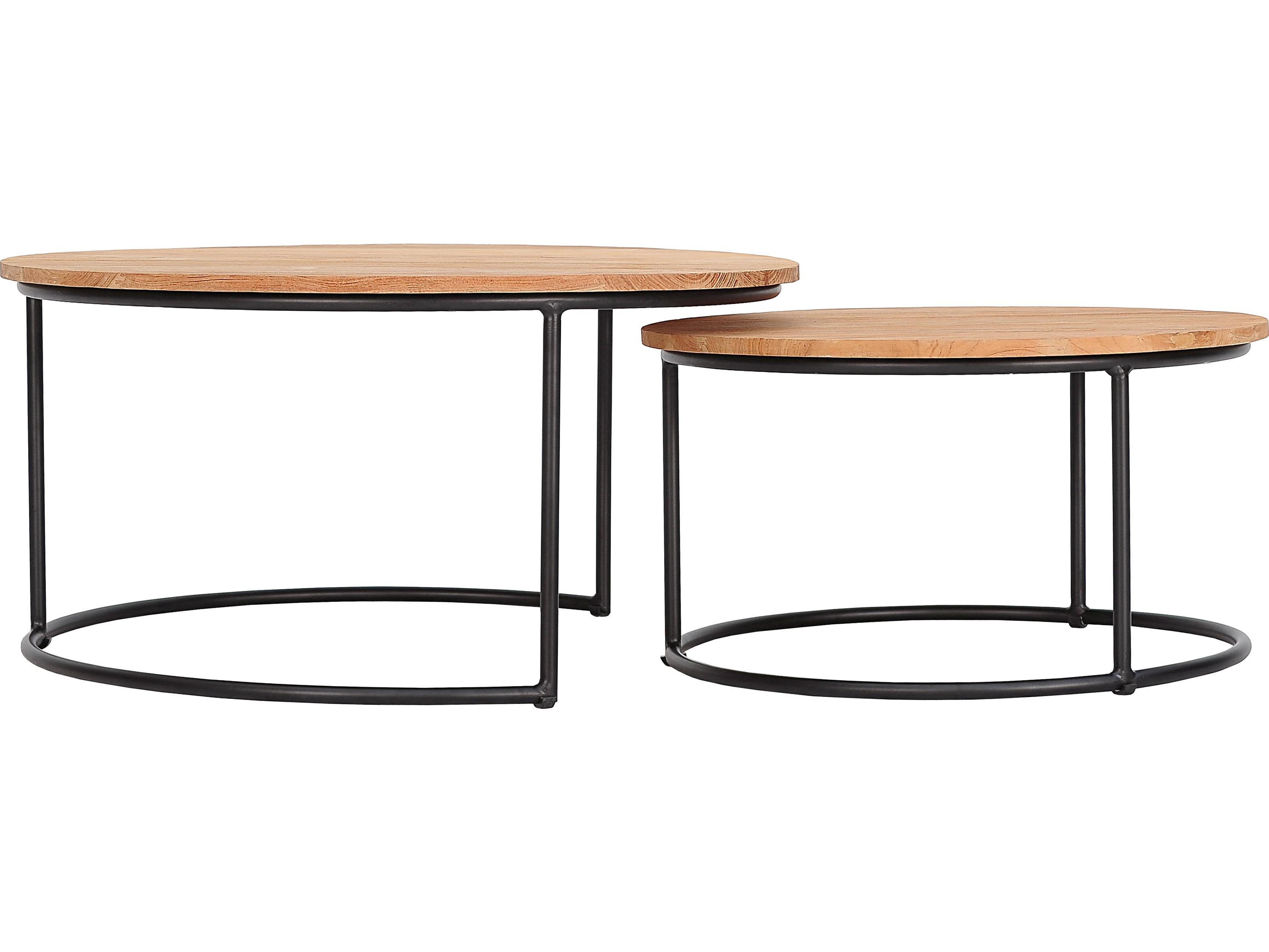 Harmonia Living Finn Aluminum Teak 2 Piece Nesting Coffee table Set