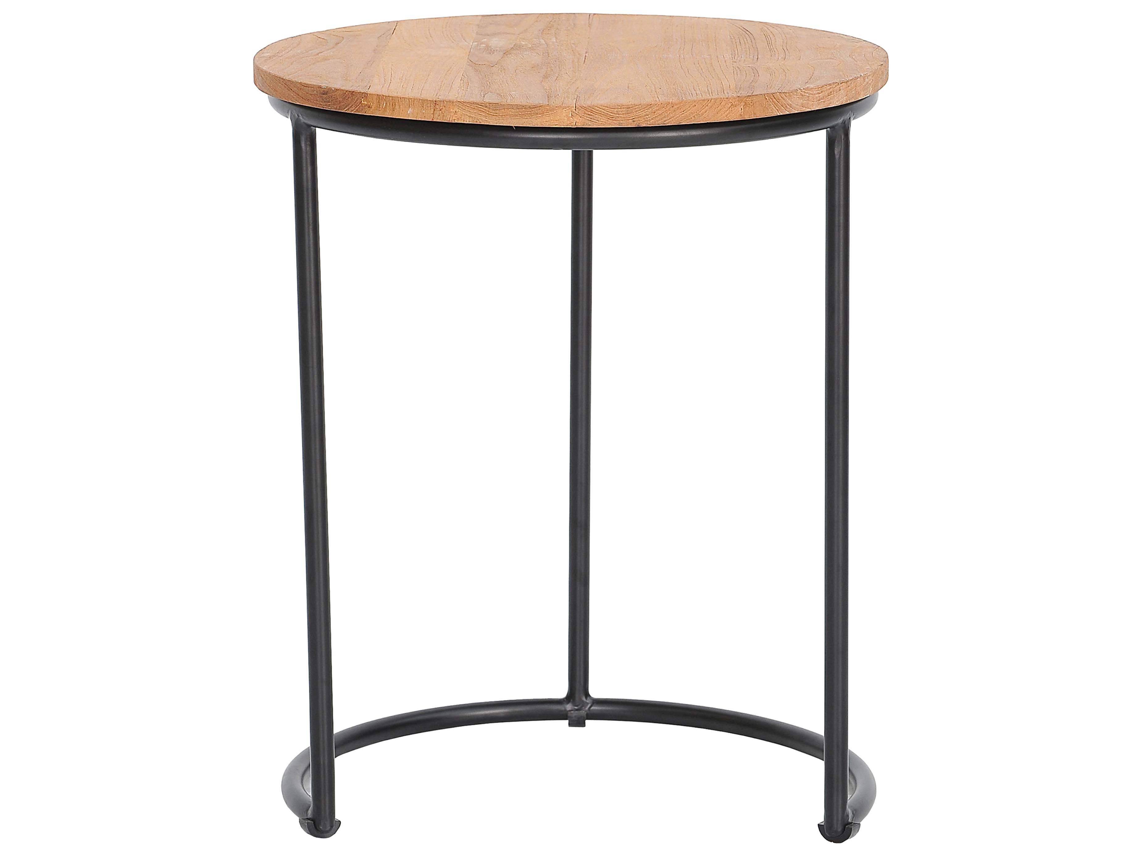 Harmonia Living Finn Aluminum Teak 2 Piece Nesting End table Set