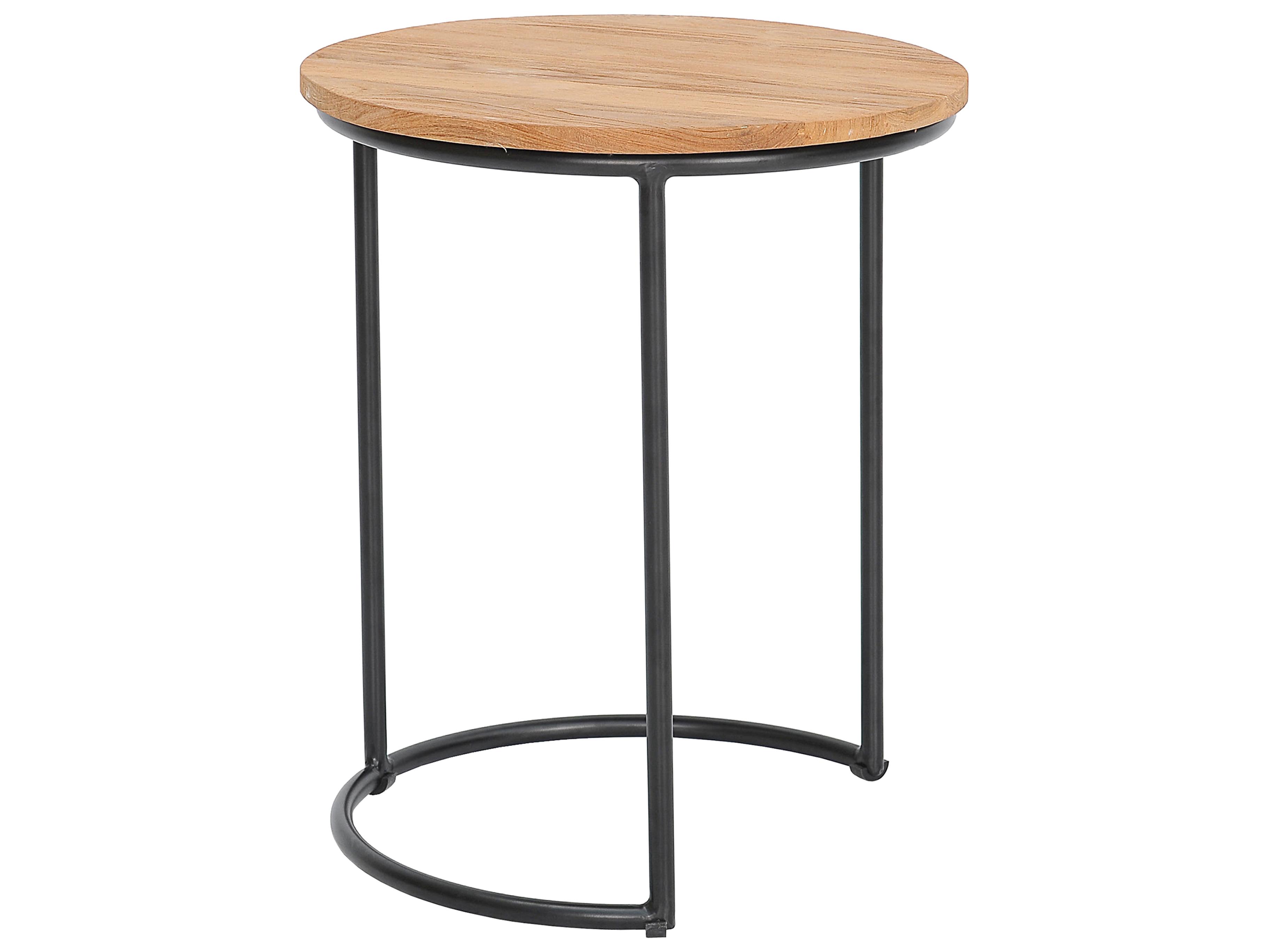 Harmonia Living Finn Aluminum Teak 2 Piece Nesting End table Set