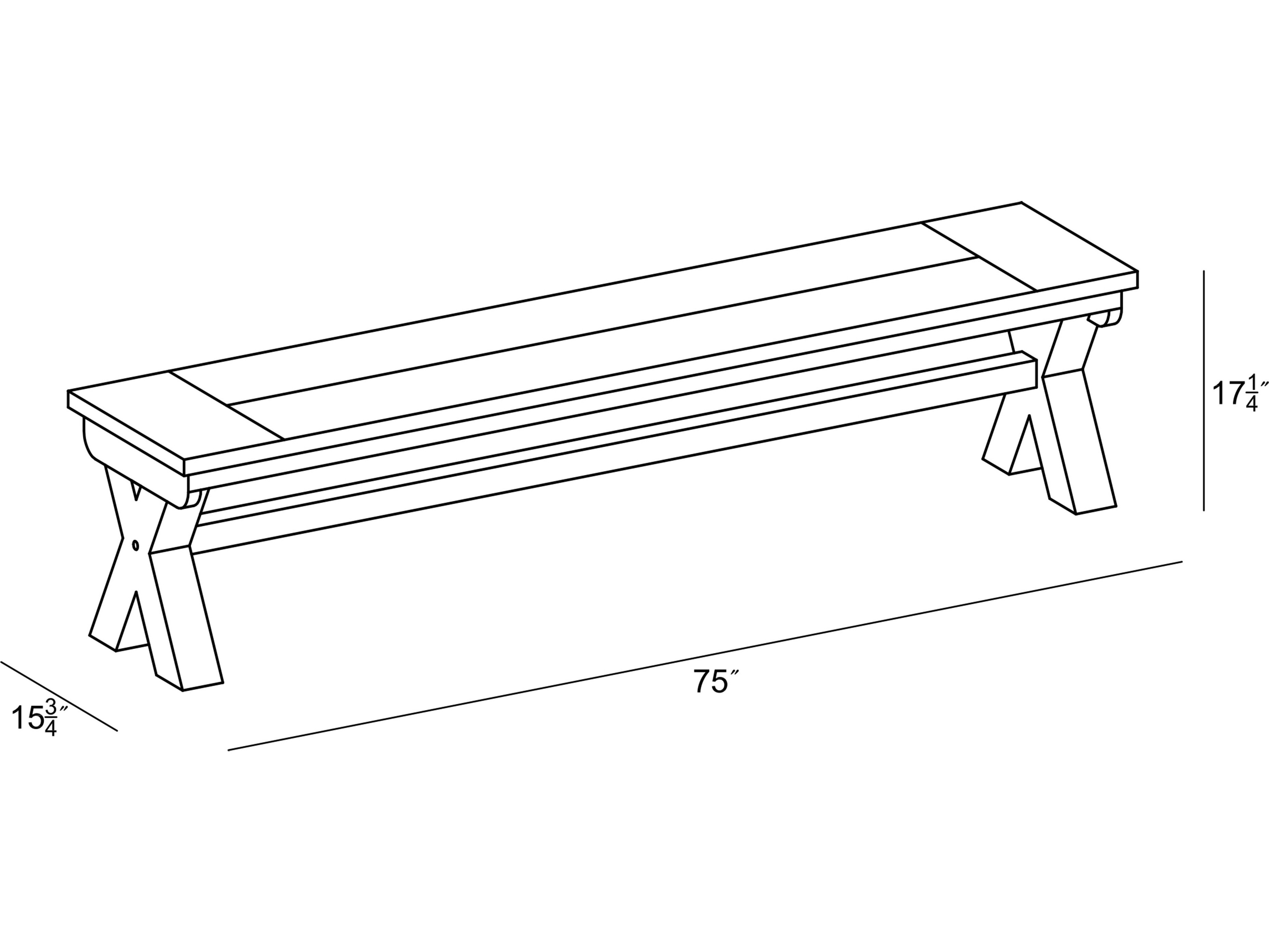 Harmonia Living Fields Reclaimed Teak Dining Outdoor Patio Bench