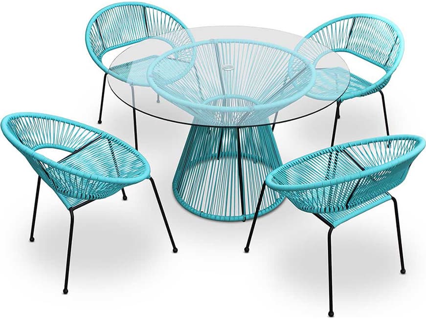 Harmonia Living Closeouts Acapulco Woven Strap 5 Piece Outdoor Dining Set