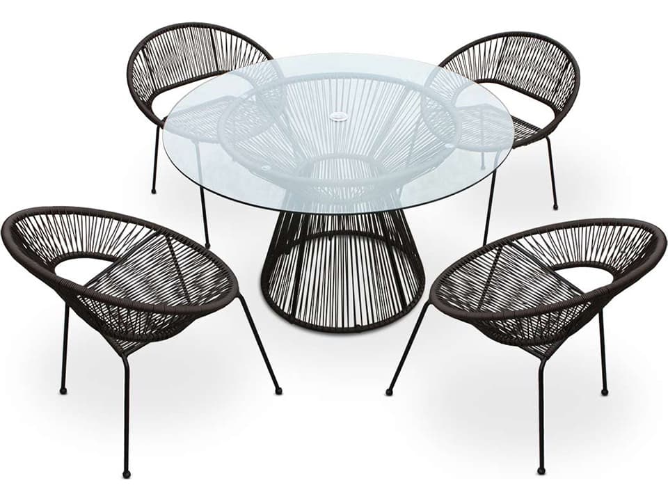 Harmonia Living Closeouts Acapulco Woven Strap 5 Piece Outdoor Dining Set