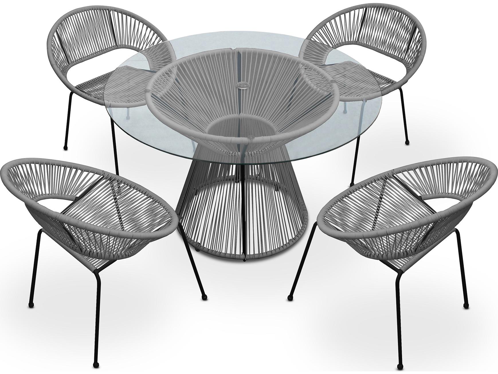 Harmonia Living Closeouts Acapulco Woven Strap 5 Piece Outdoor Dining Set