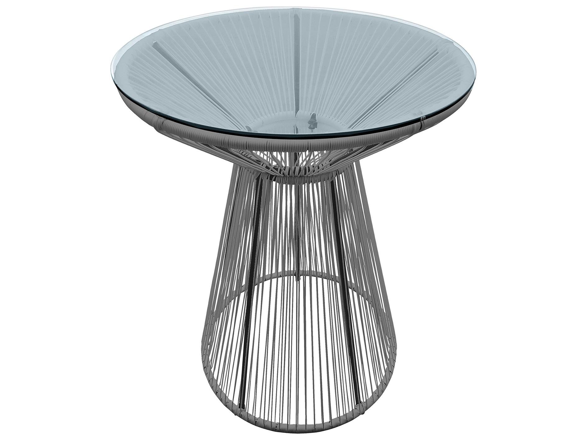 Harmonia Living Closeouts Acapulco Steel Woven Strap Round Glass Top Bar table