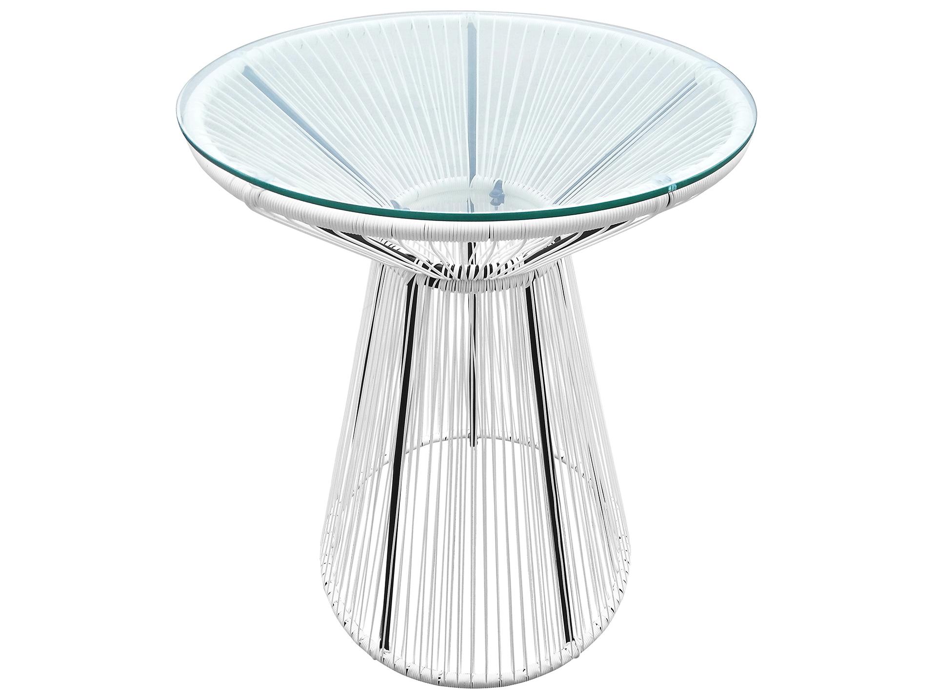 Harmonia Living Closeouts Acapulco Steel Woven Strap Round Glass Top Bar table