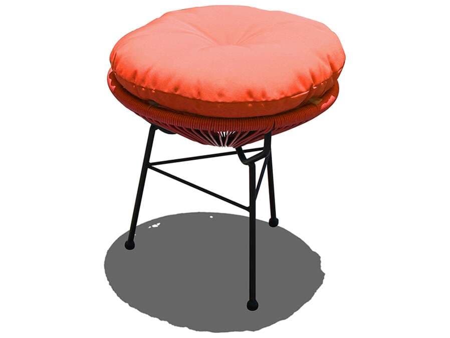 Harmonia Living Closeouts Acapulco Steel Woven Strap Round Glass Top End table/Ottoman