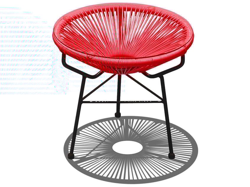 Harmonia Living Closeouts Acapulco Steel Woven Strap Round Glass Top End table/Ottoman