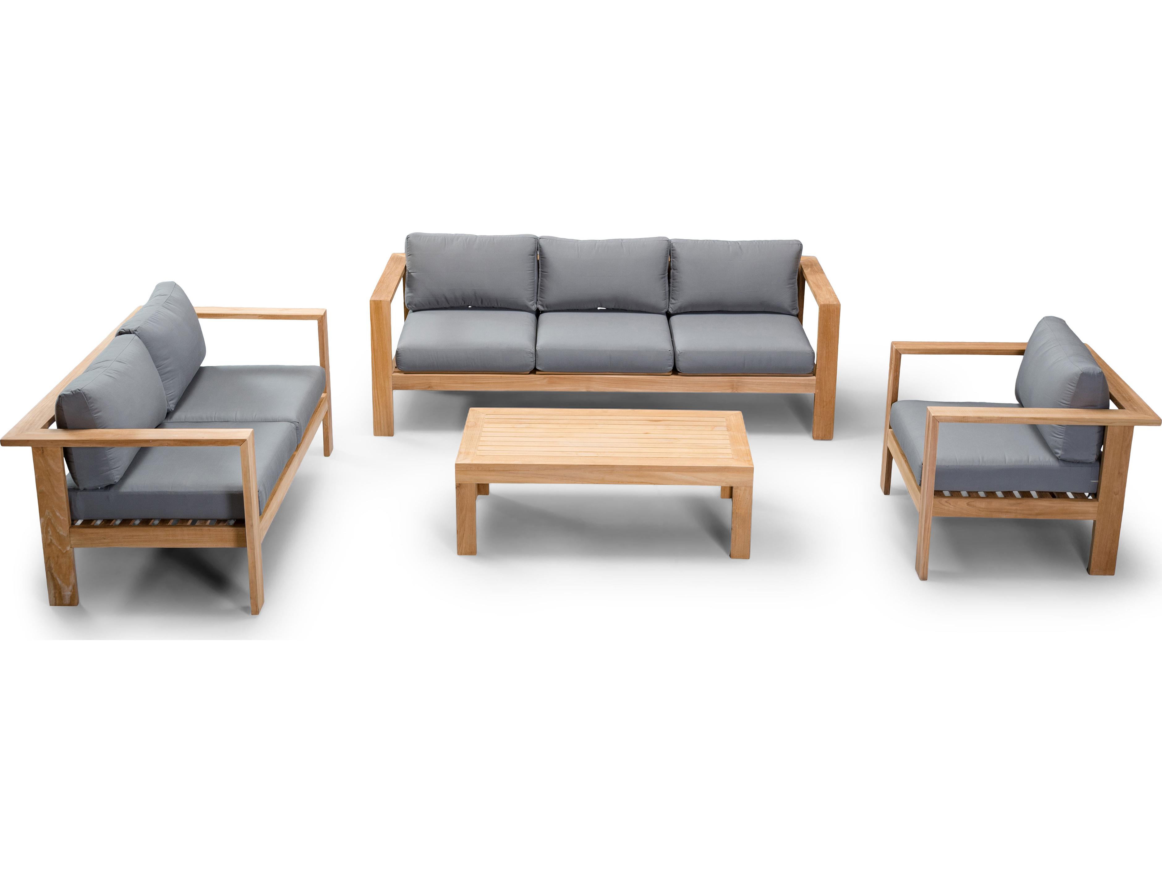 Harmonia Living Ando Teak 4 Piece Sofa Outdoor Lounge Set