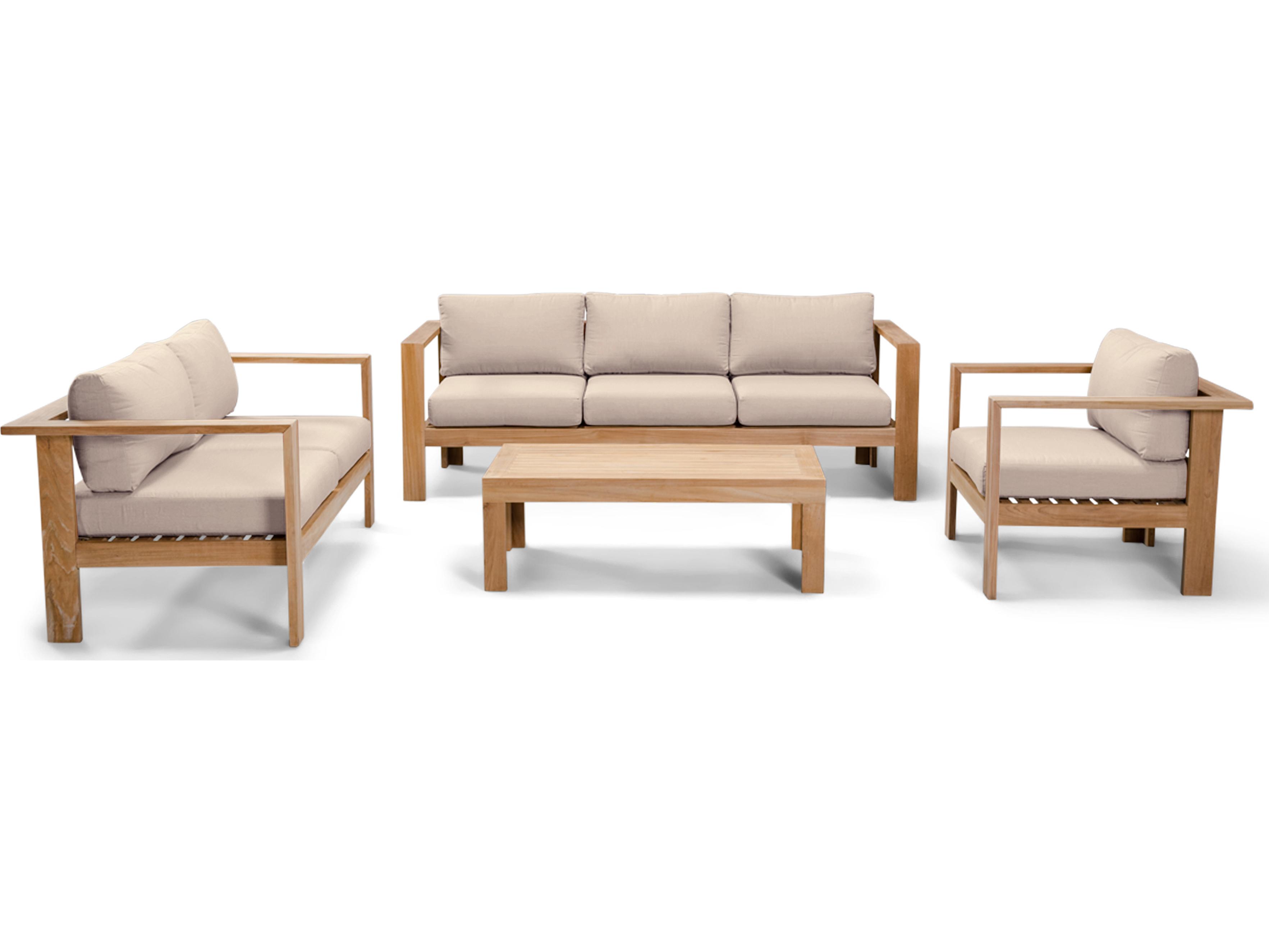 Harmonia Living Ando Teak 4 Piece Sofa Outdoor Lounge Set