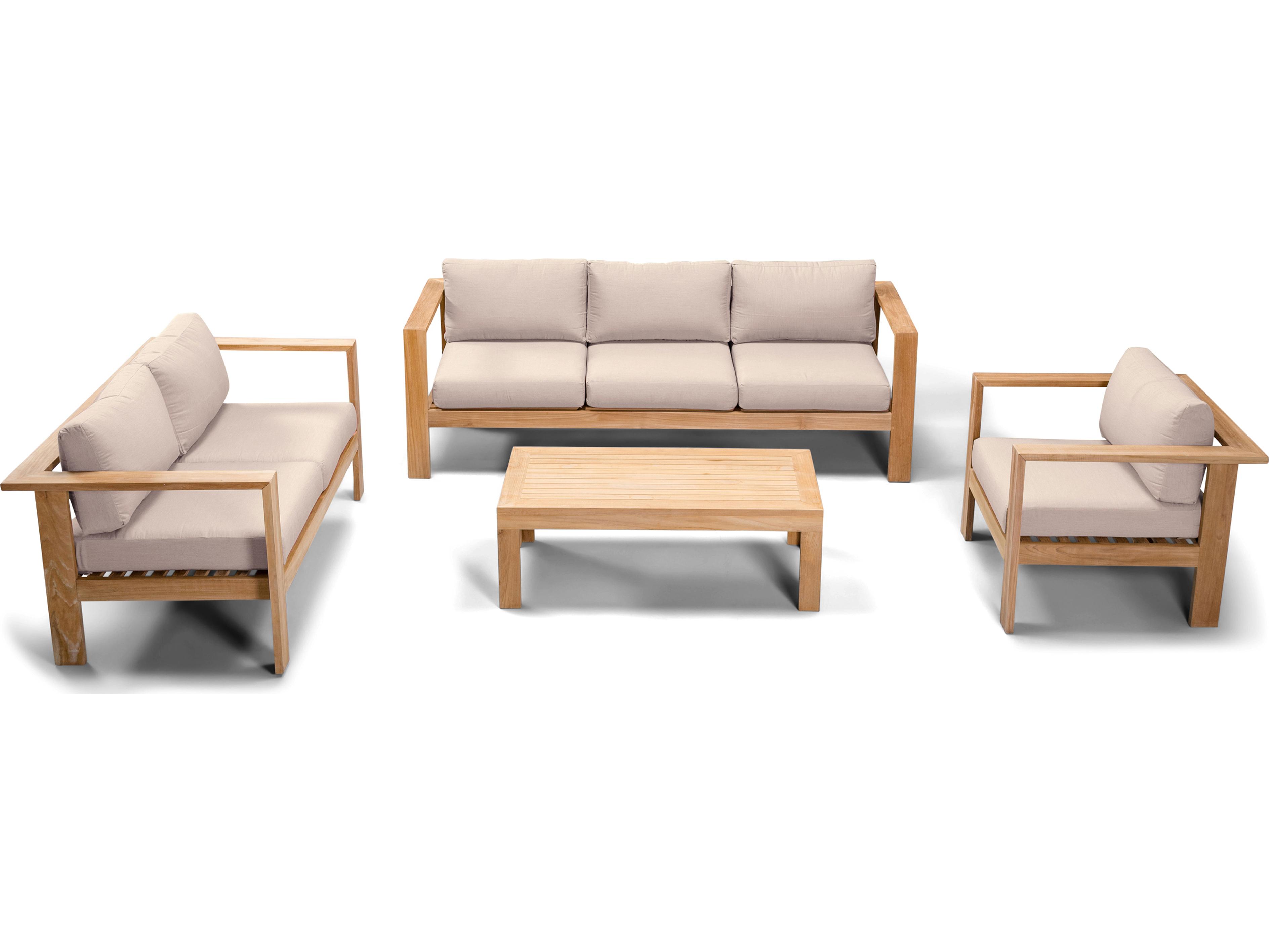 Harmonia Living Ando Teak 4 Piece Sofa Outdoor Lounge Set