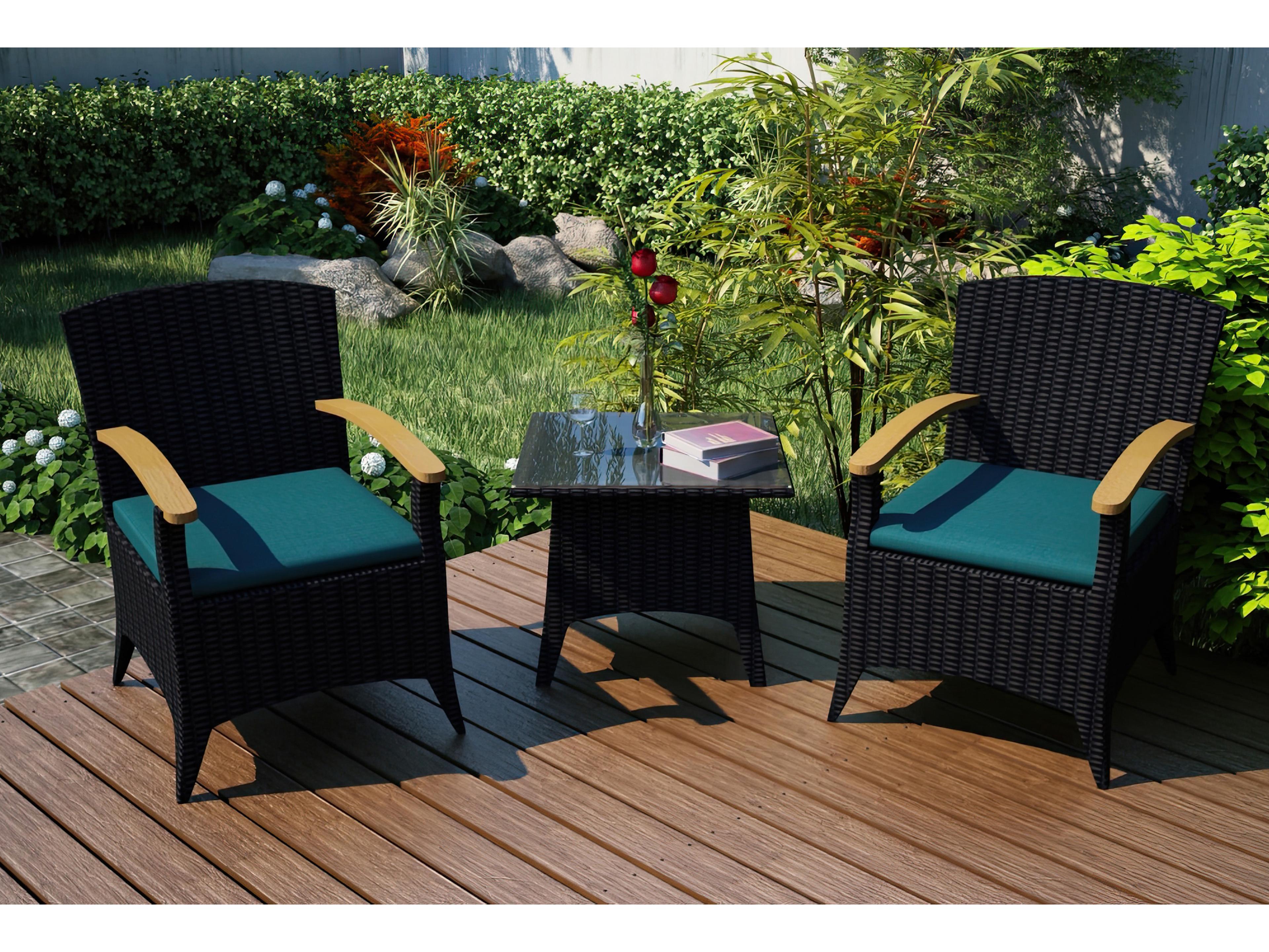 Harmonia Living Arbor Wicker 3 Piece Chat Outdoor Patio Lounge Set