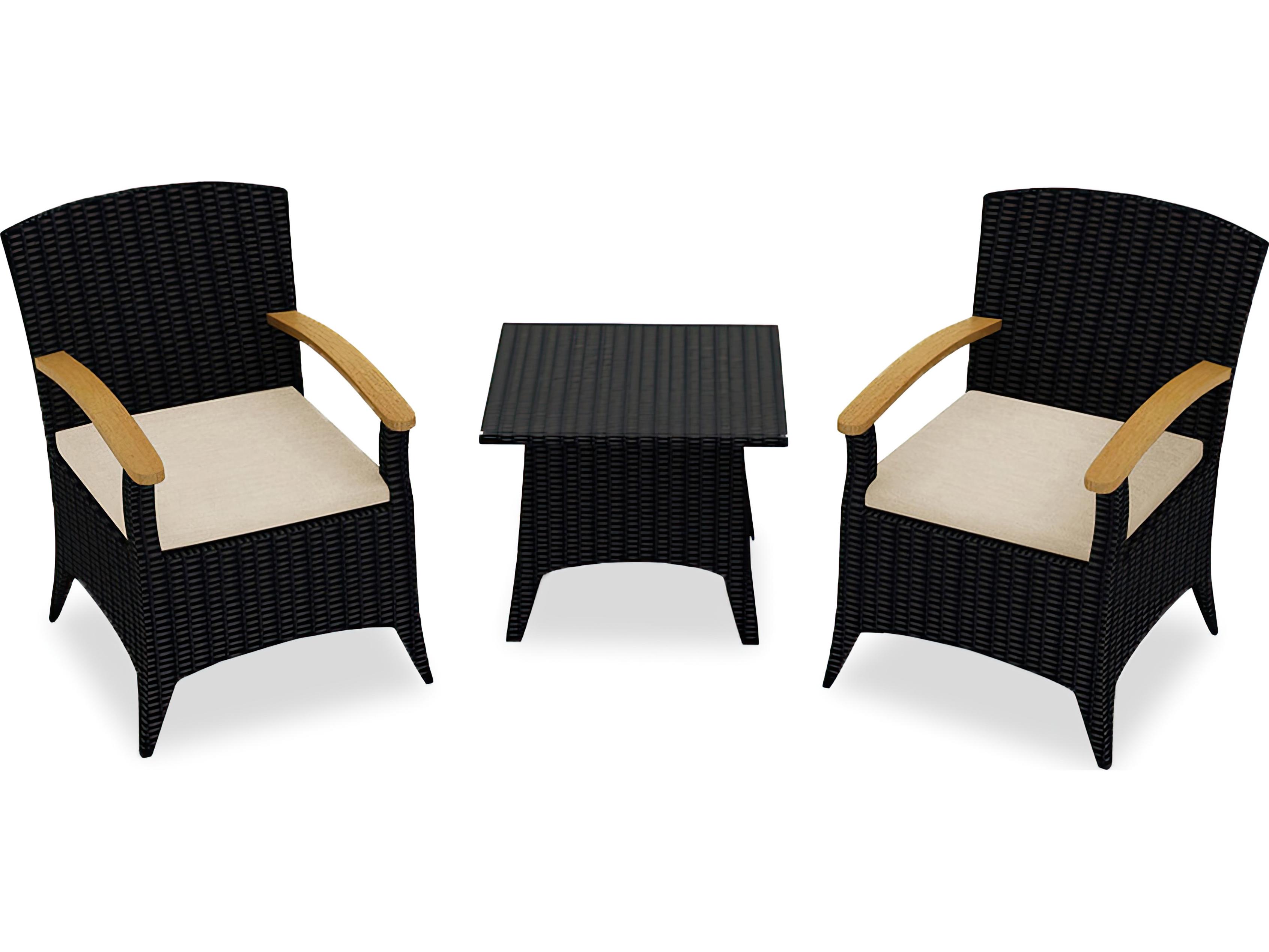 Harmonia Living Arbor Wicker 3 Piece Chat Outdoor Patio Lounge Set