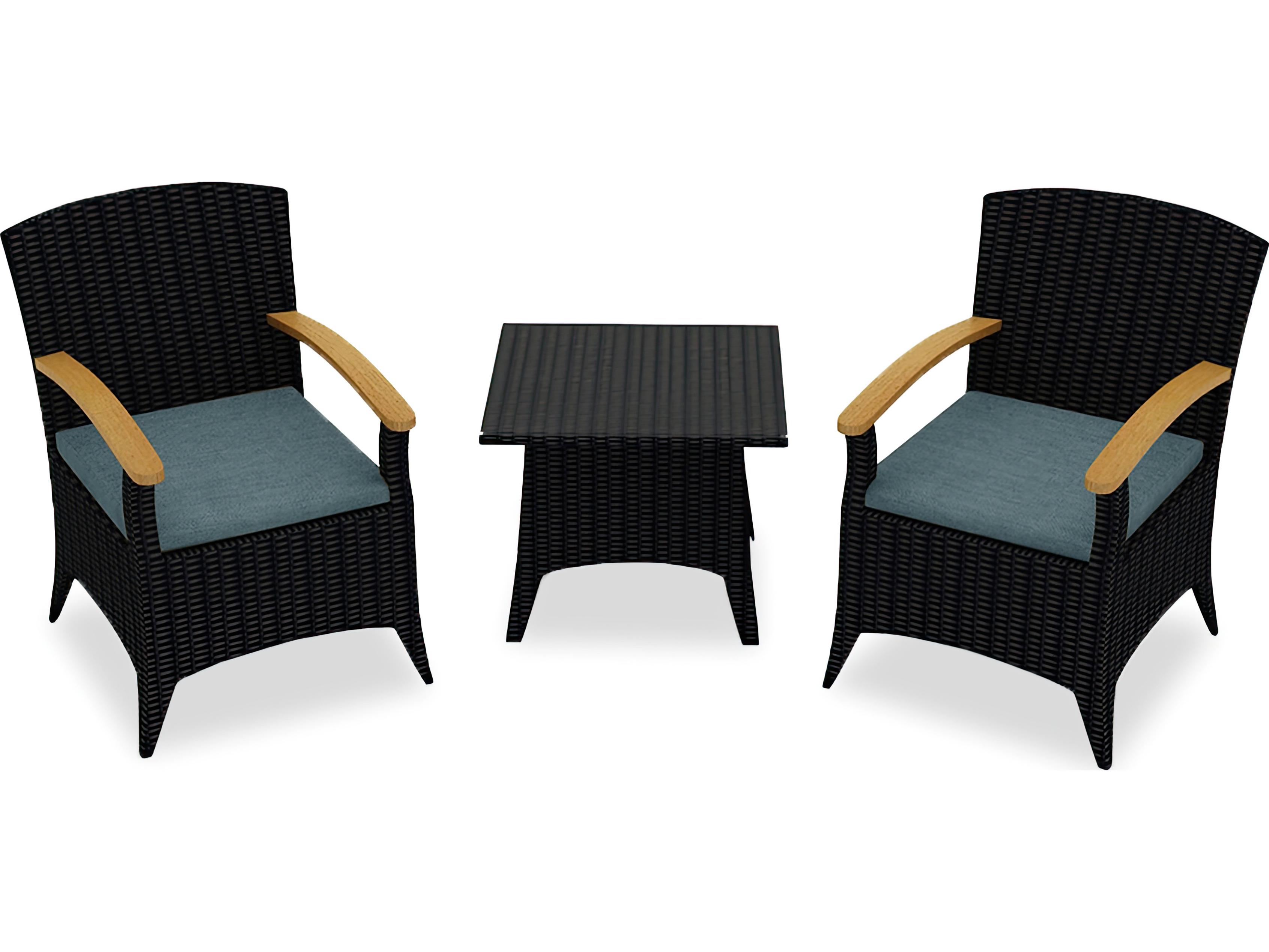 Harmonia Living Arbor Wicker 3 Piece Chat Outdoor Patio Lounge Set