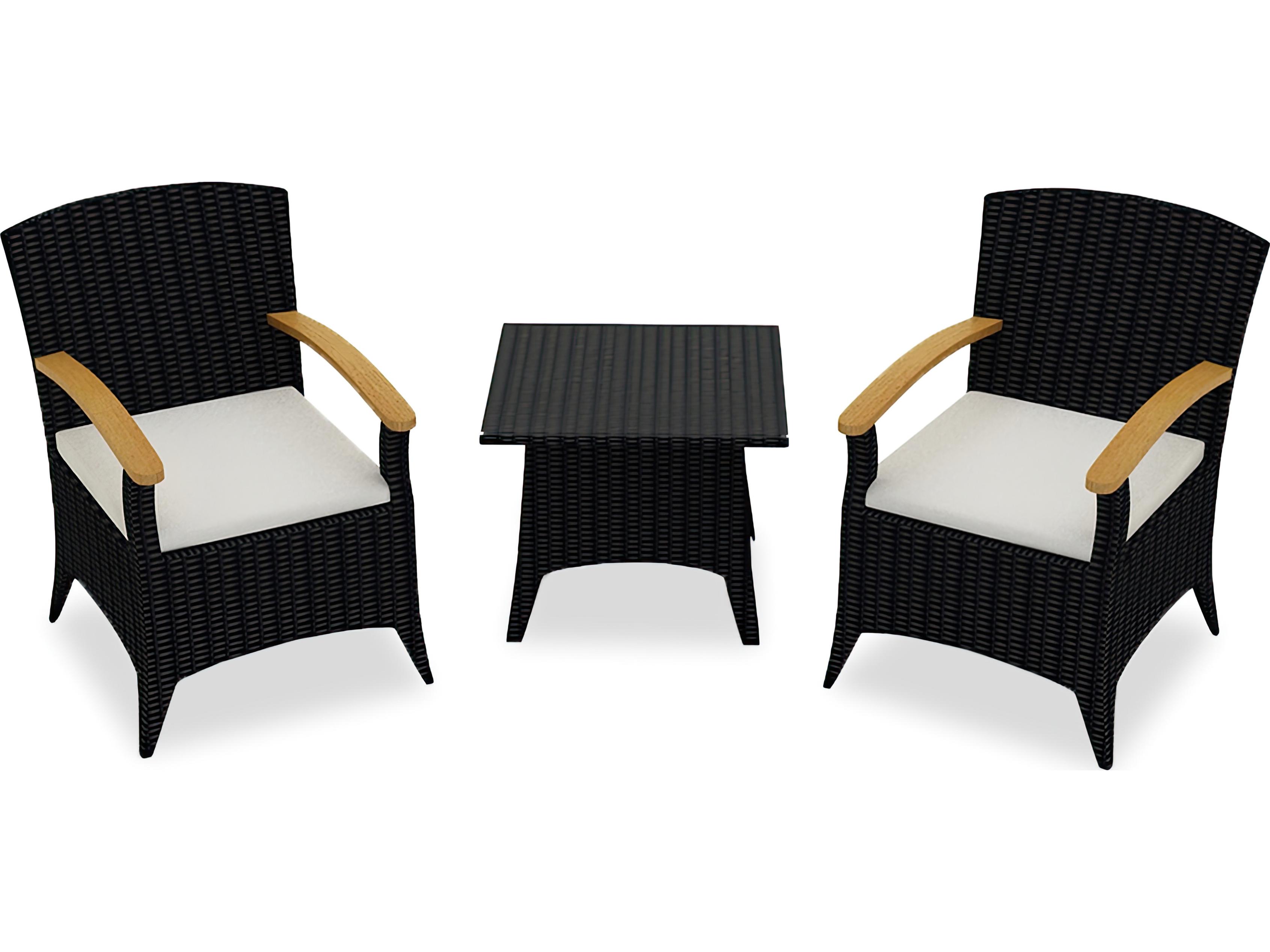 Harmonia Living Arbor Wicker 3 Piece Chat Outdoor Patio Lounge Set