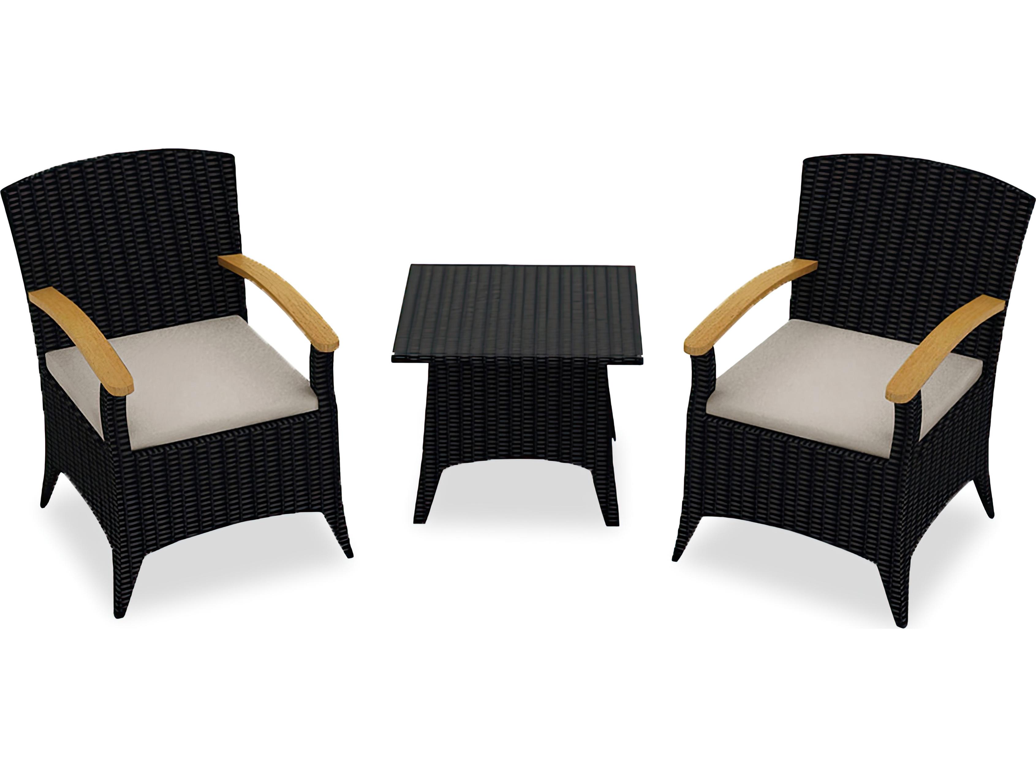 Harmonia Living Arbor Wicker 3 Piece Chat Outdoor Patio Lounge Set