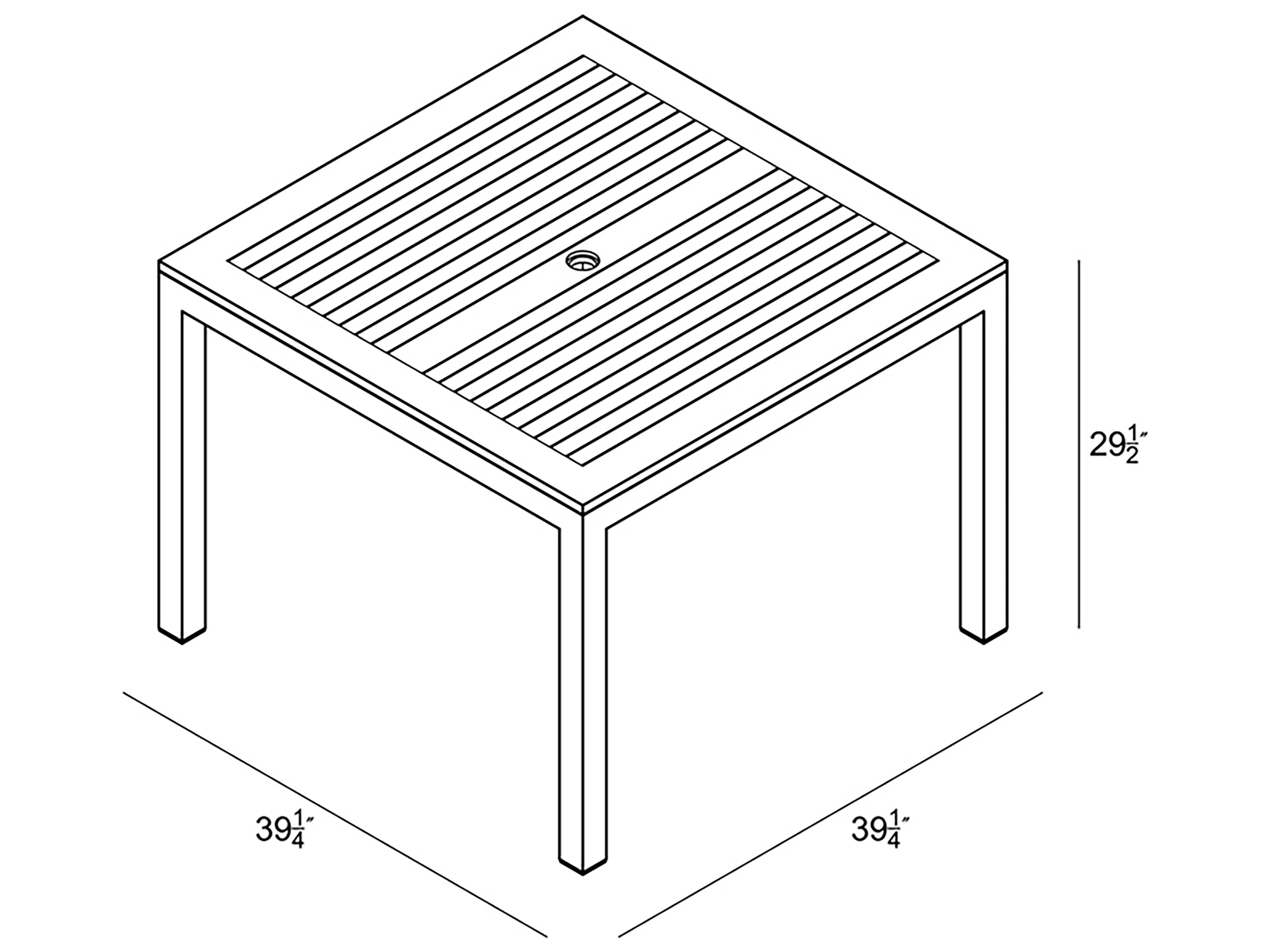 Harmonia Living Arbor Wicker Square Teak Top Dining table with Umbrella Hole