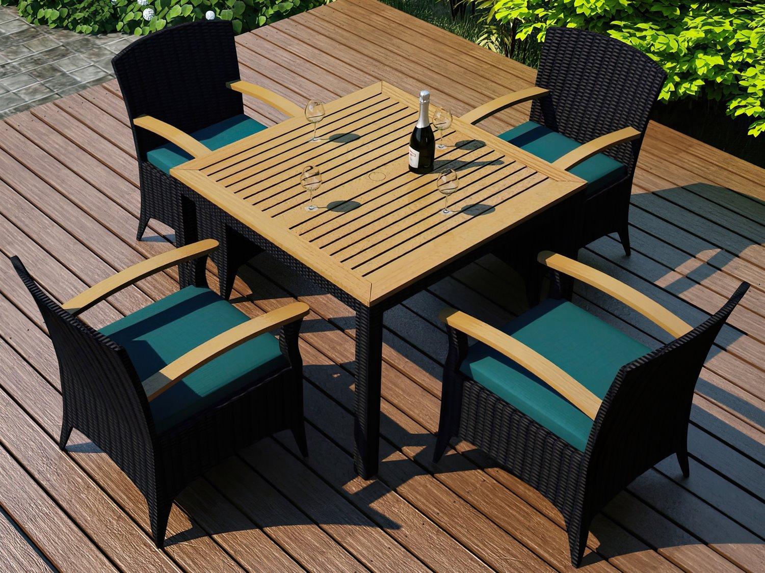 Harmonia Living Arbor Wicker 5 Piece Outdoor Patio Dining Set