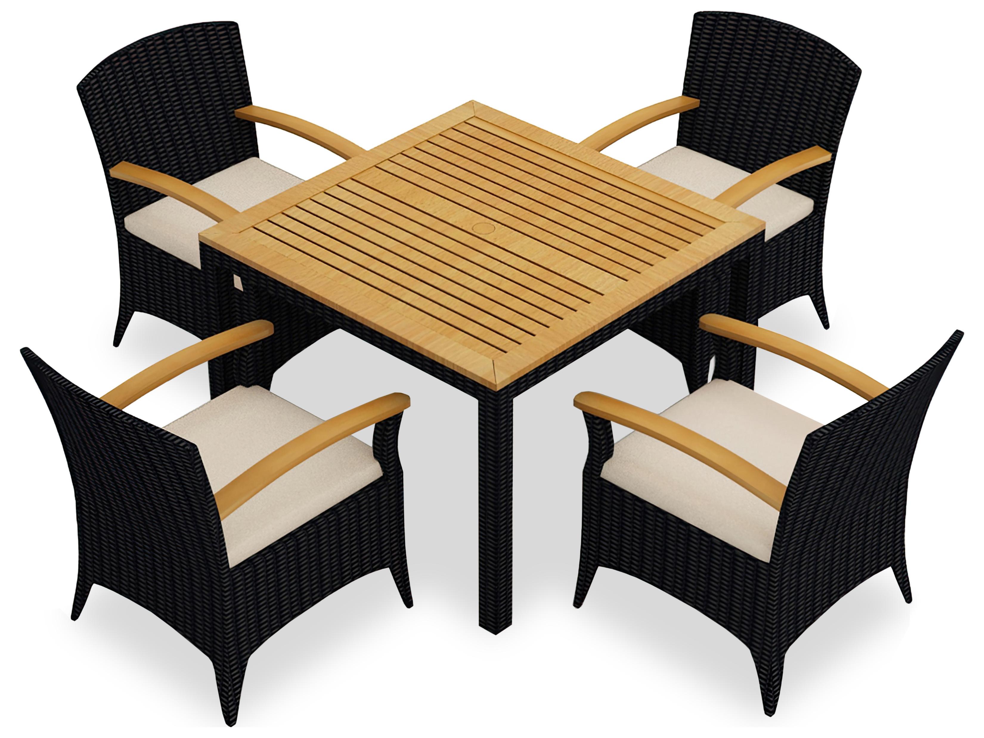 Harmonia Living Arbor Wicker 5 Piece Outdoor Patio Dining Set