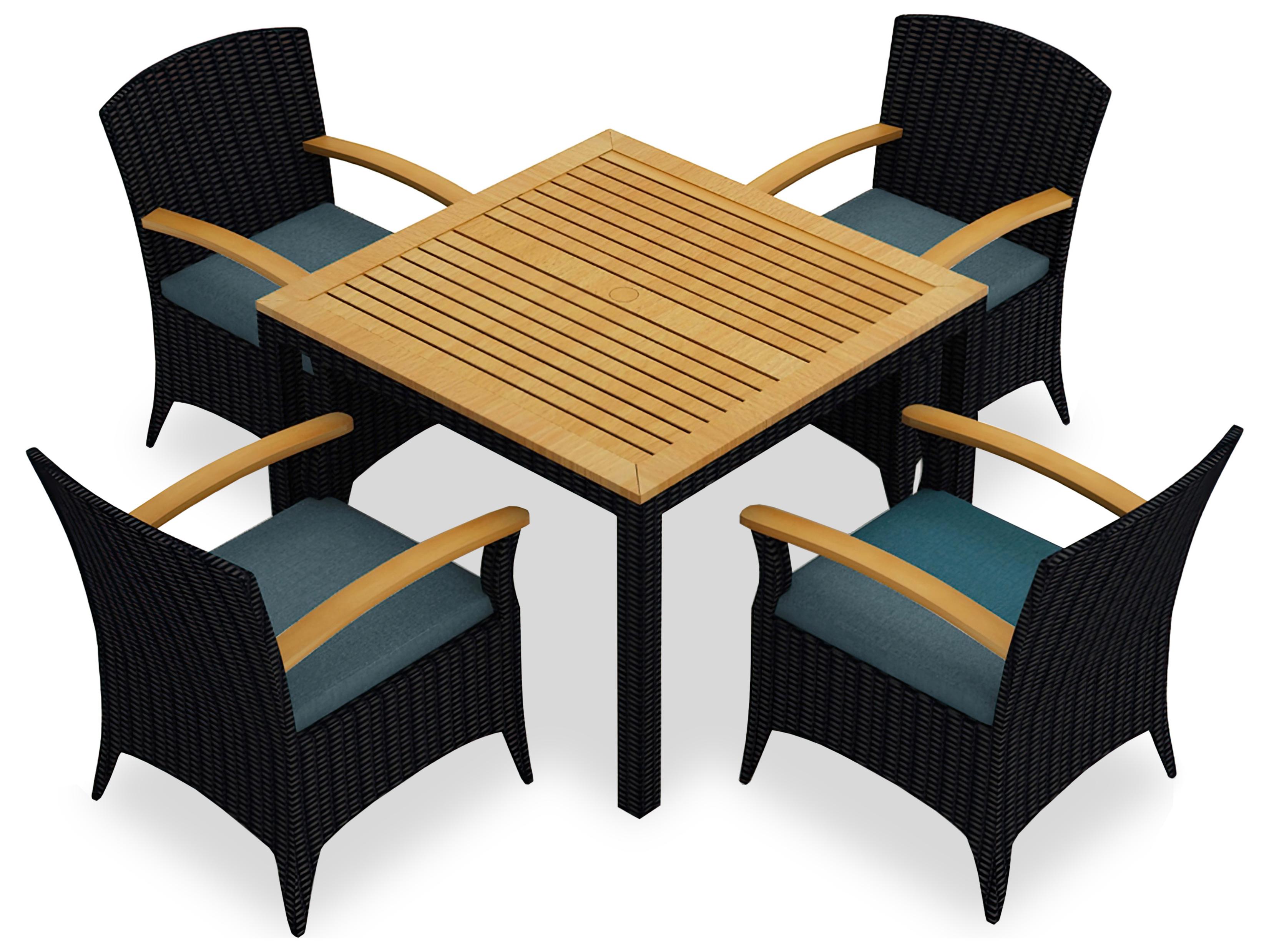 Harmonia Living Arbor Wicker 5 Piece Outdoor Patio Dining Set