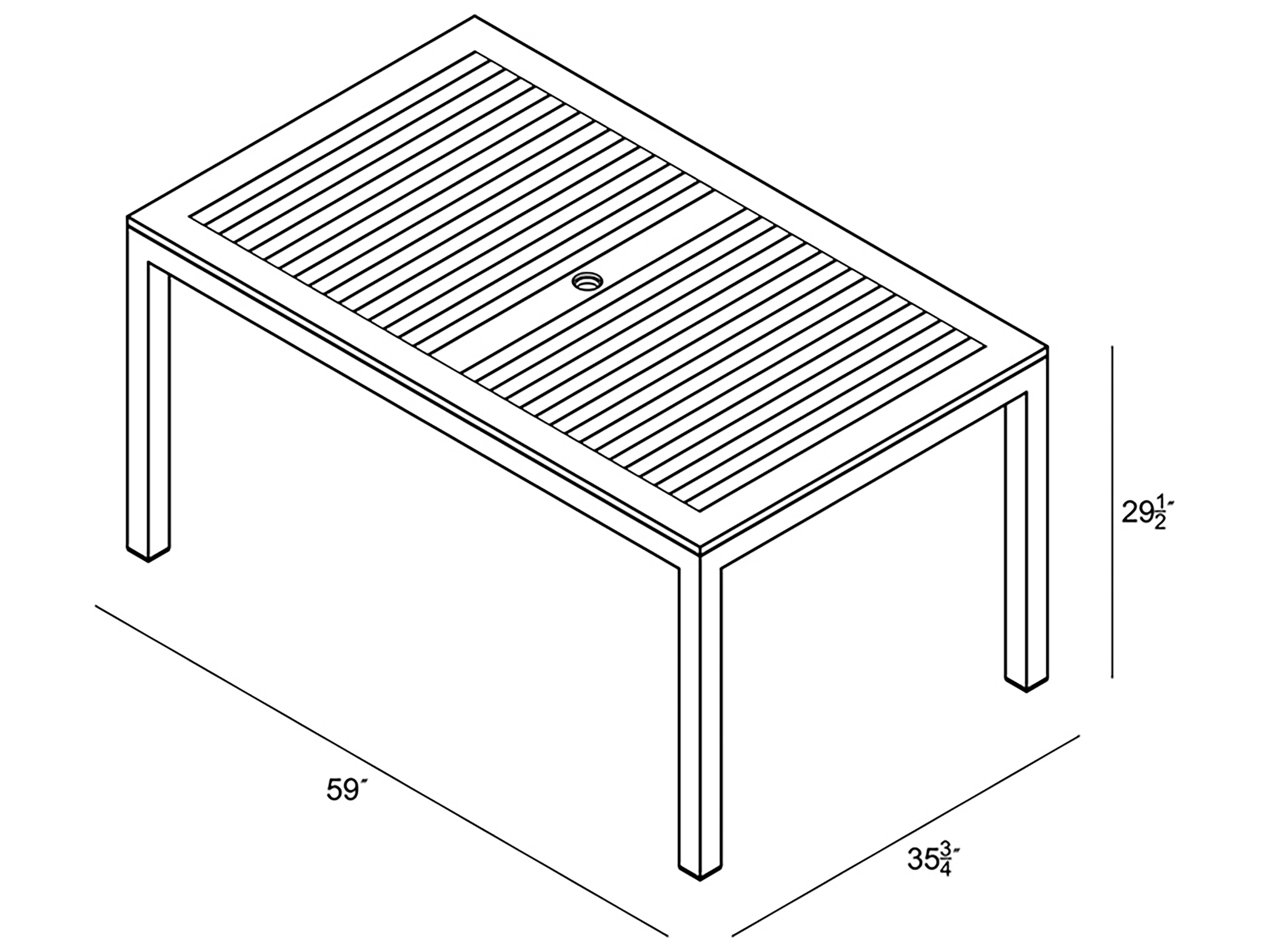 Harmonia Living Arbor Wicker Rectangular Teak Top Dining table with Umbrella Hole