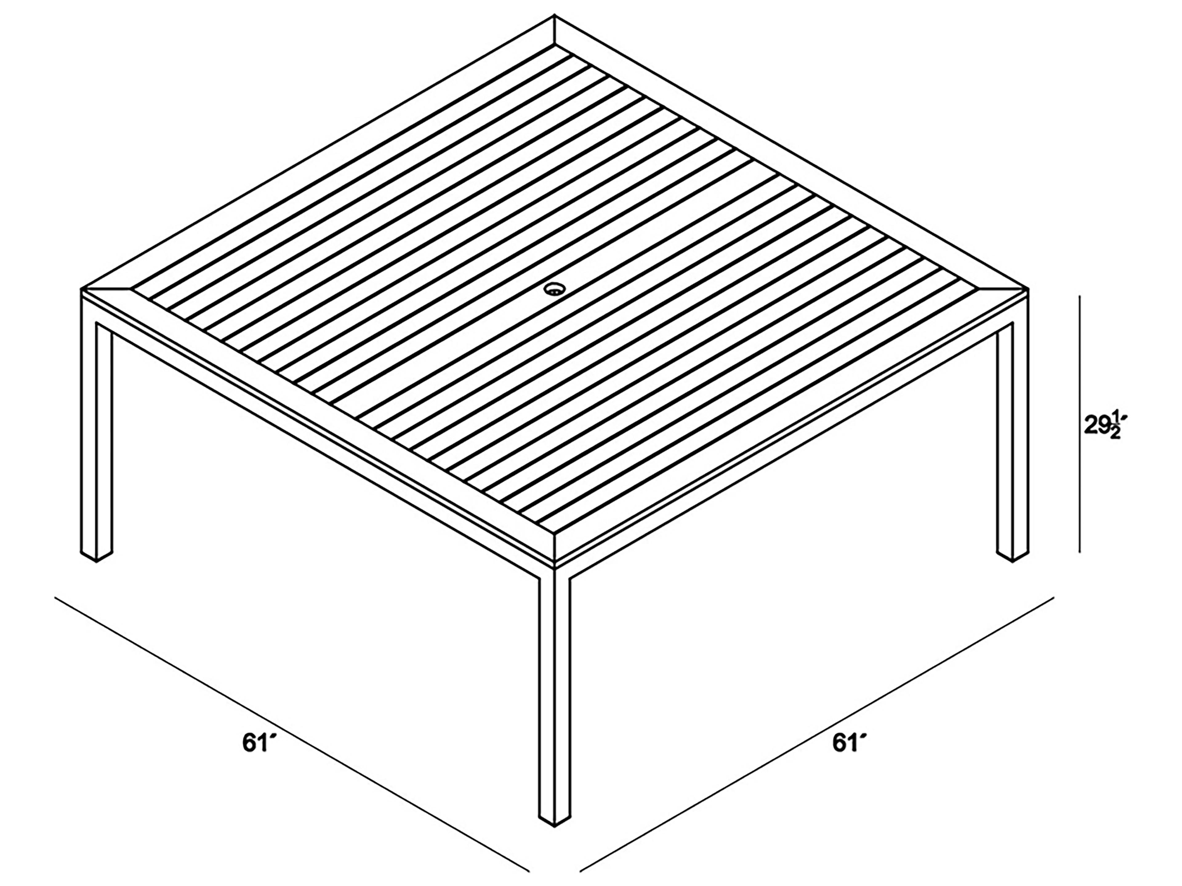 Harmonia Living Arbor Wicker Square Teak Top Dining table with Umbrella Hole