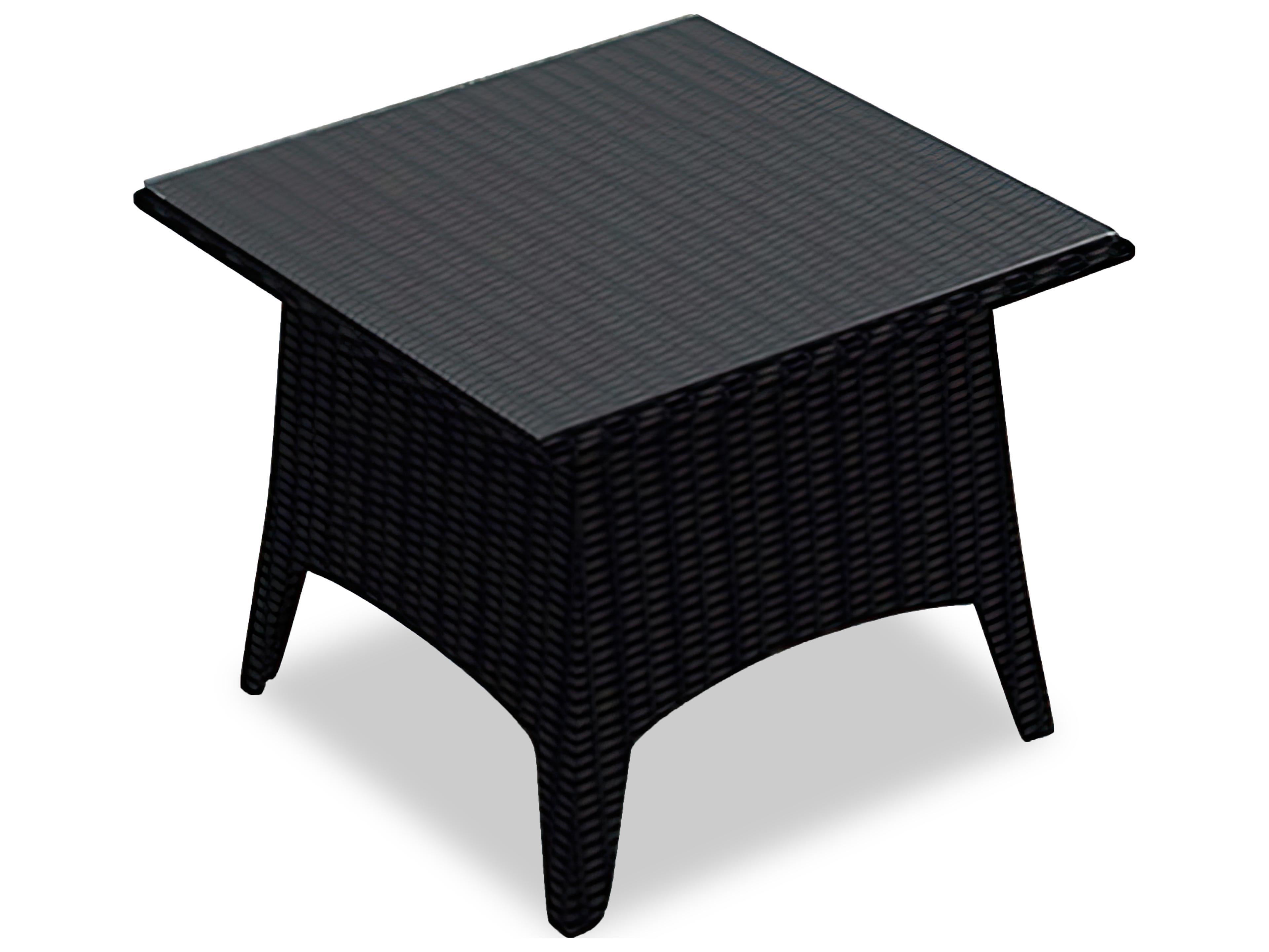 Harmonia Living Arbor Wicker Square Glass Top End table
