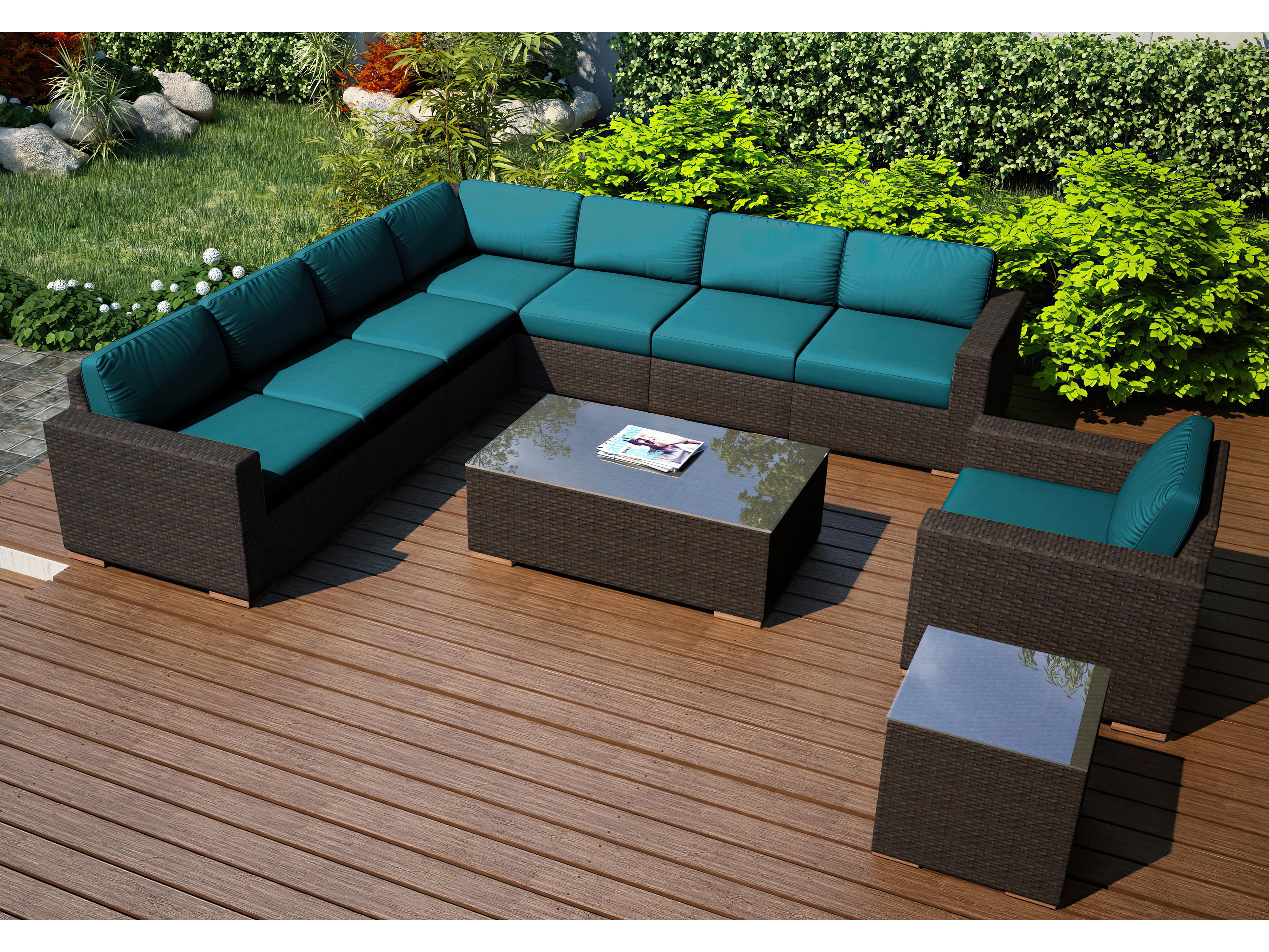 Harmonia Living Arden Wicker 10 Piece Sectional Patio Lounge Set