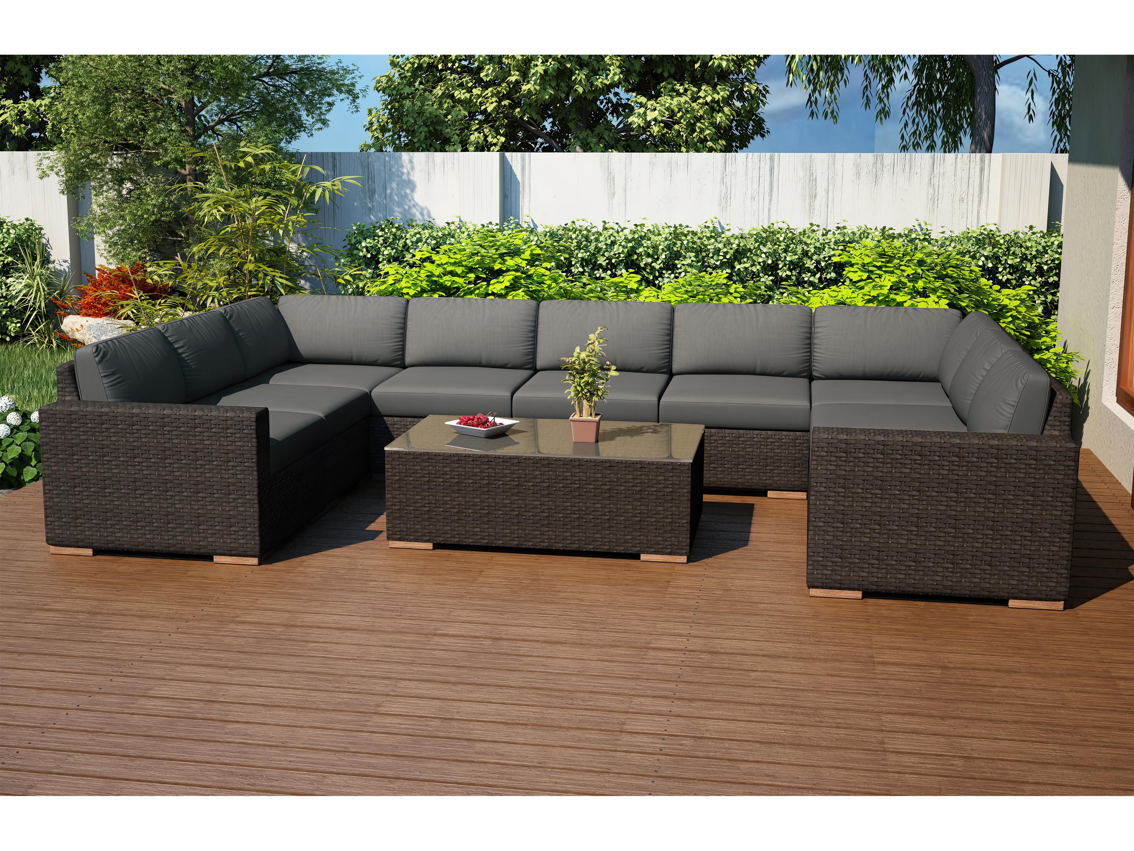 Harmonia Living Arden Wicker 10 Piece Surround Sectional Outdoor Lounge Set
