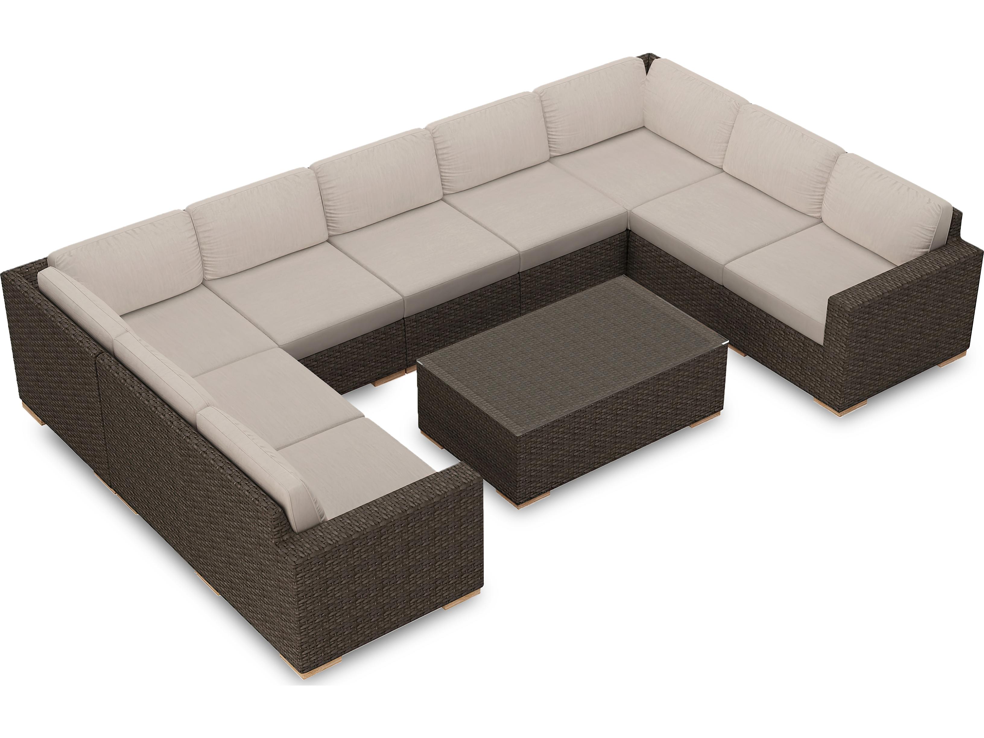 Harmonia Living Arden Wicker 10 Piece Surround Sectional Outdoor Lounge Set