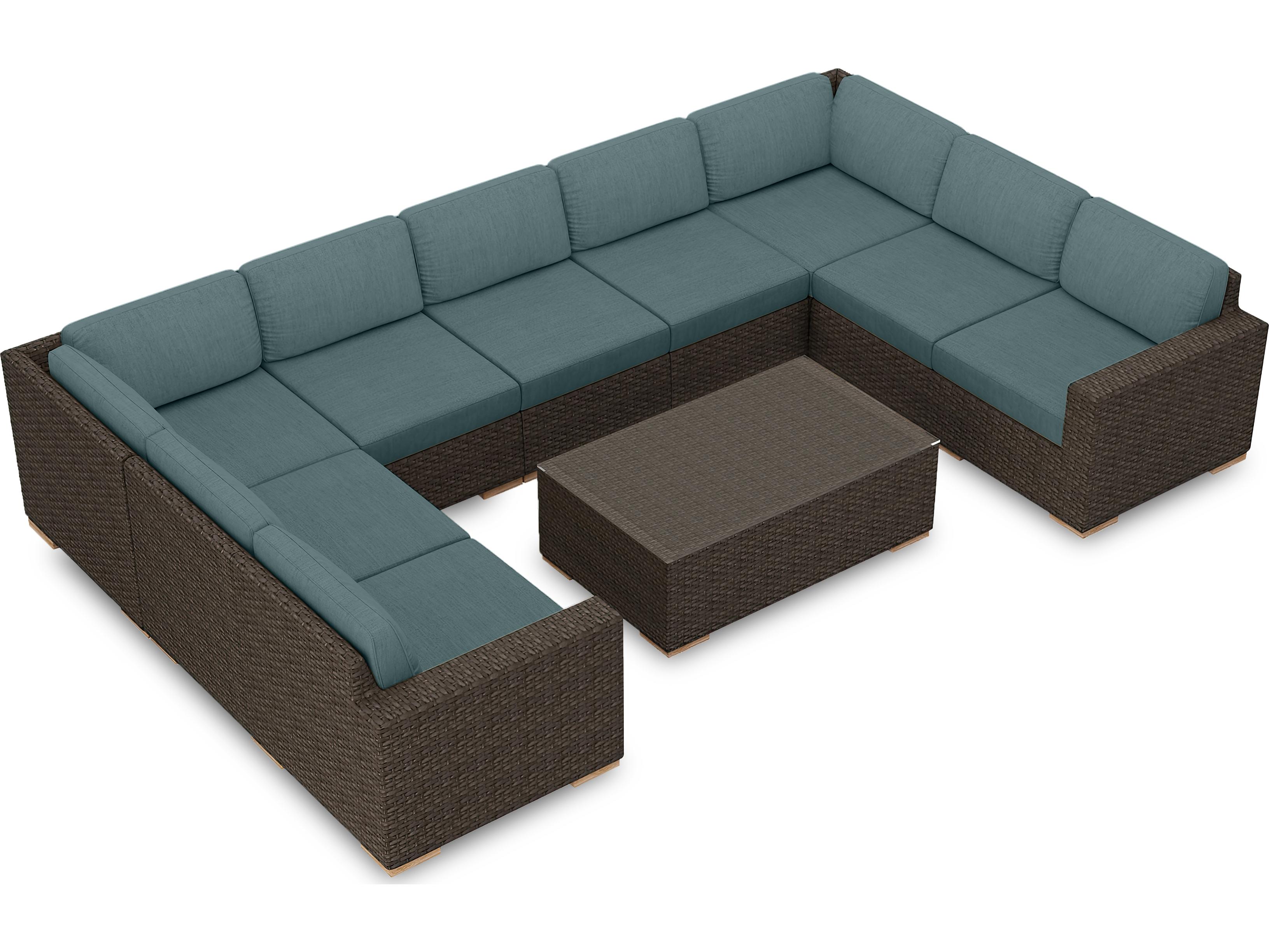 Harmonia Living Arden Wicker 10 Piece Surround Sectional Outdoor Lounge Set