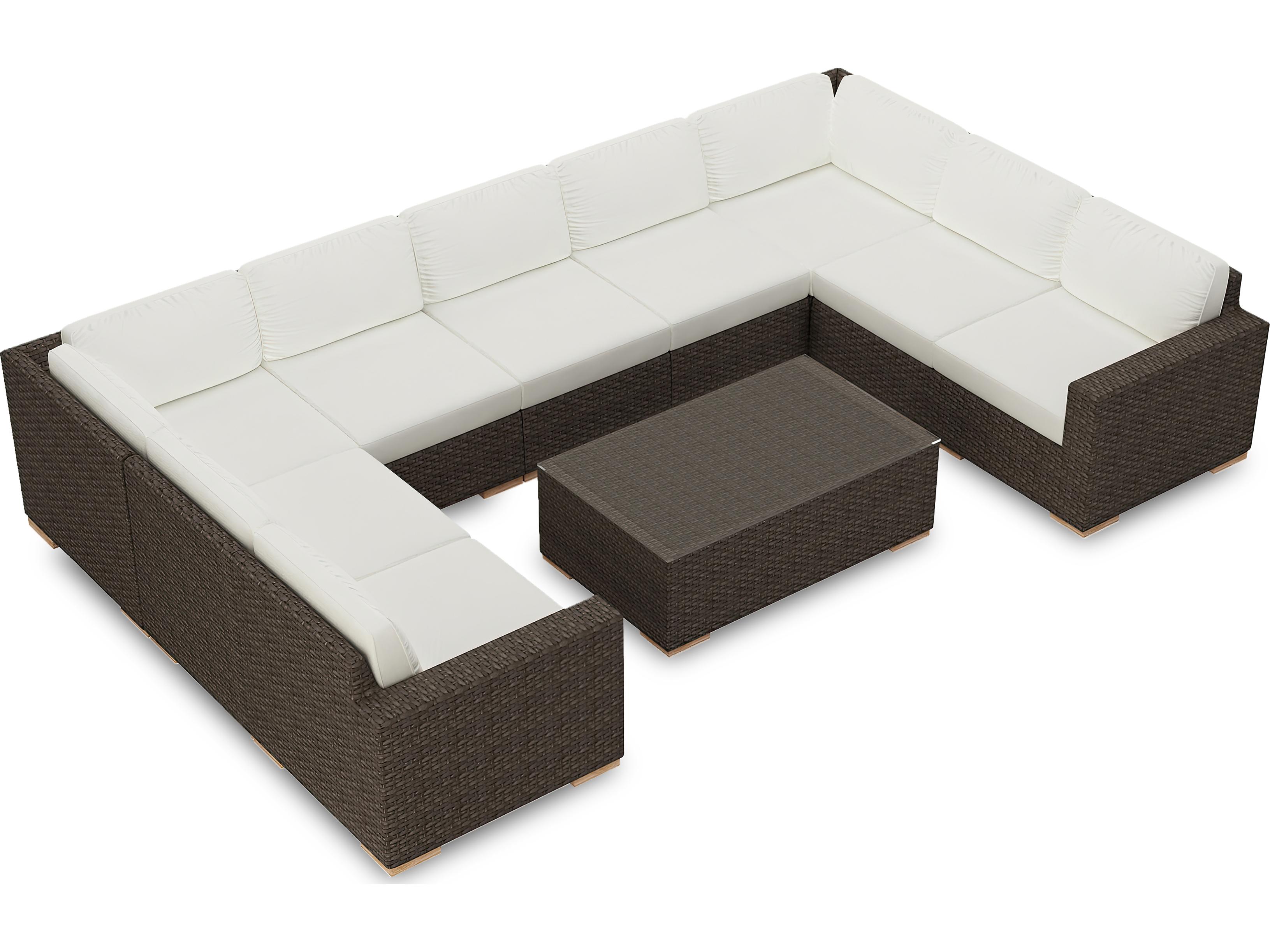 Harmonia Living Arden Wicker 10 Piece Surround Sectional Outdoor Lounge Set
