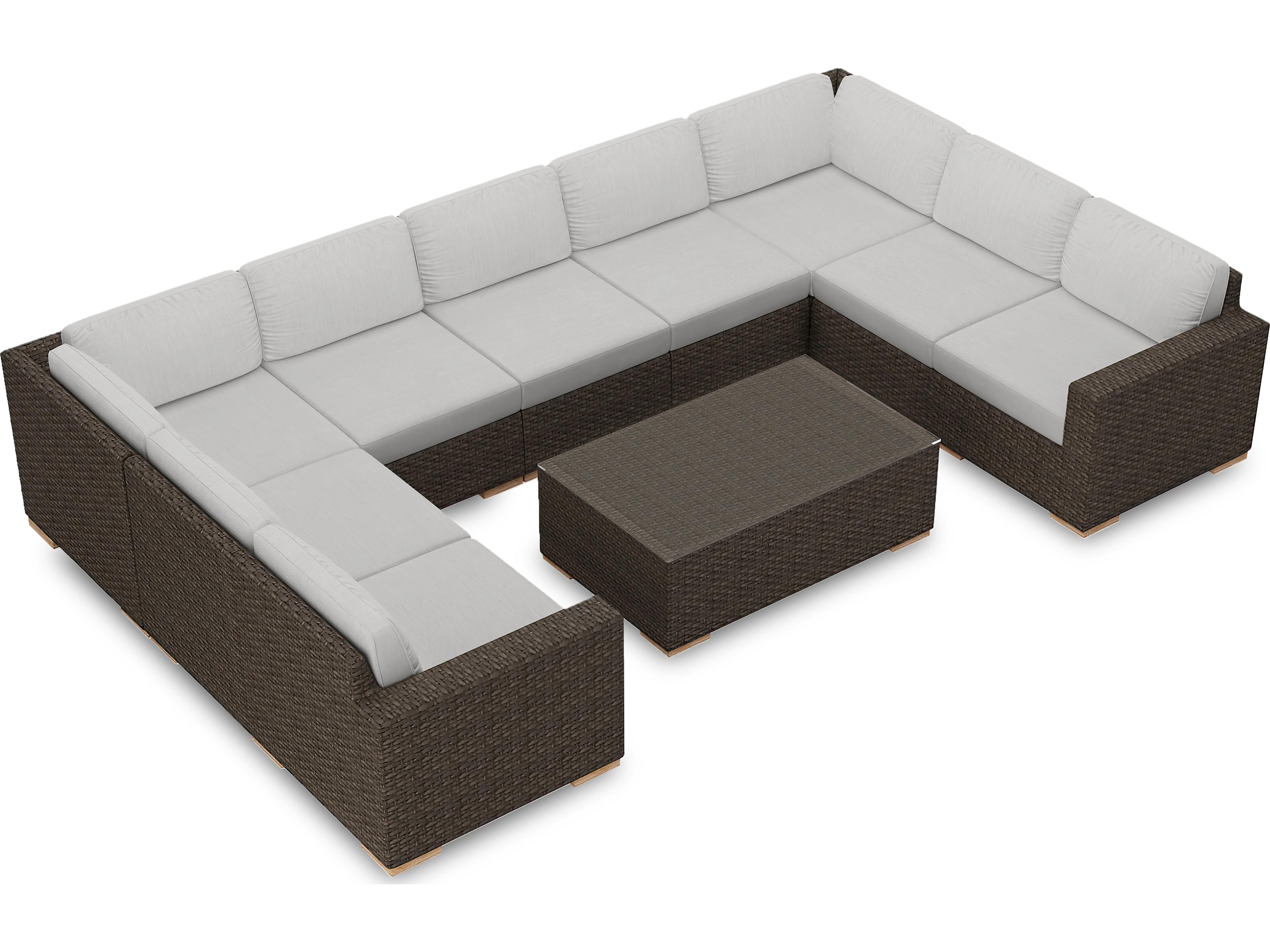 Harmonia Living Arden Wicker 10 Piece Surround Sectional Outdoor Lounge Set
