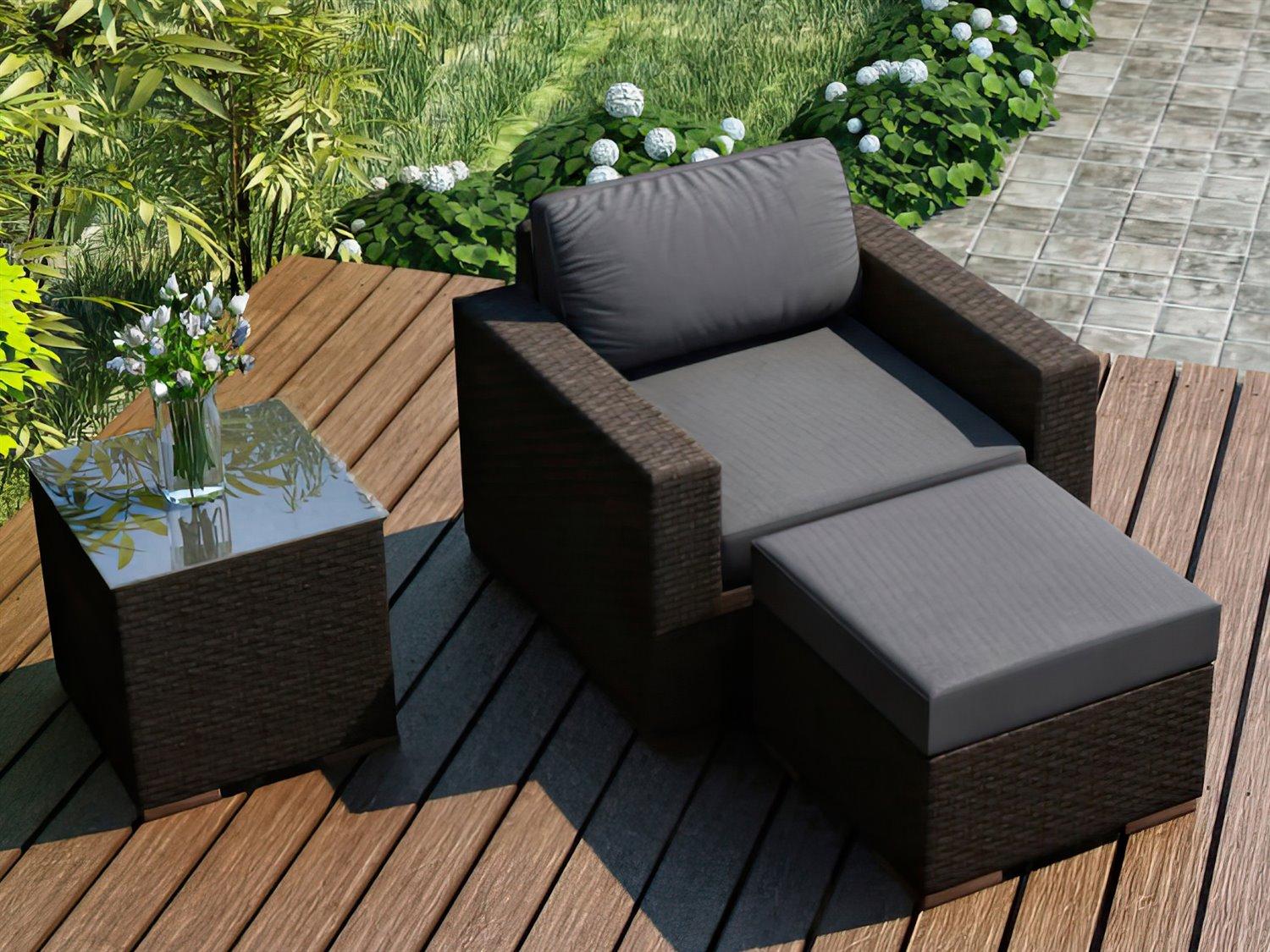 Harmonia Living Arden HDPE Wicker 3 Piece Outdoor Patio Lounge Set