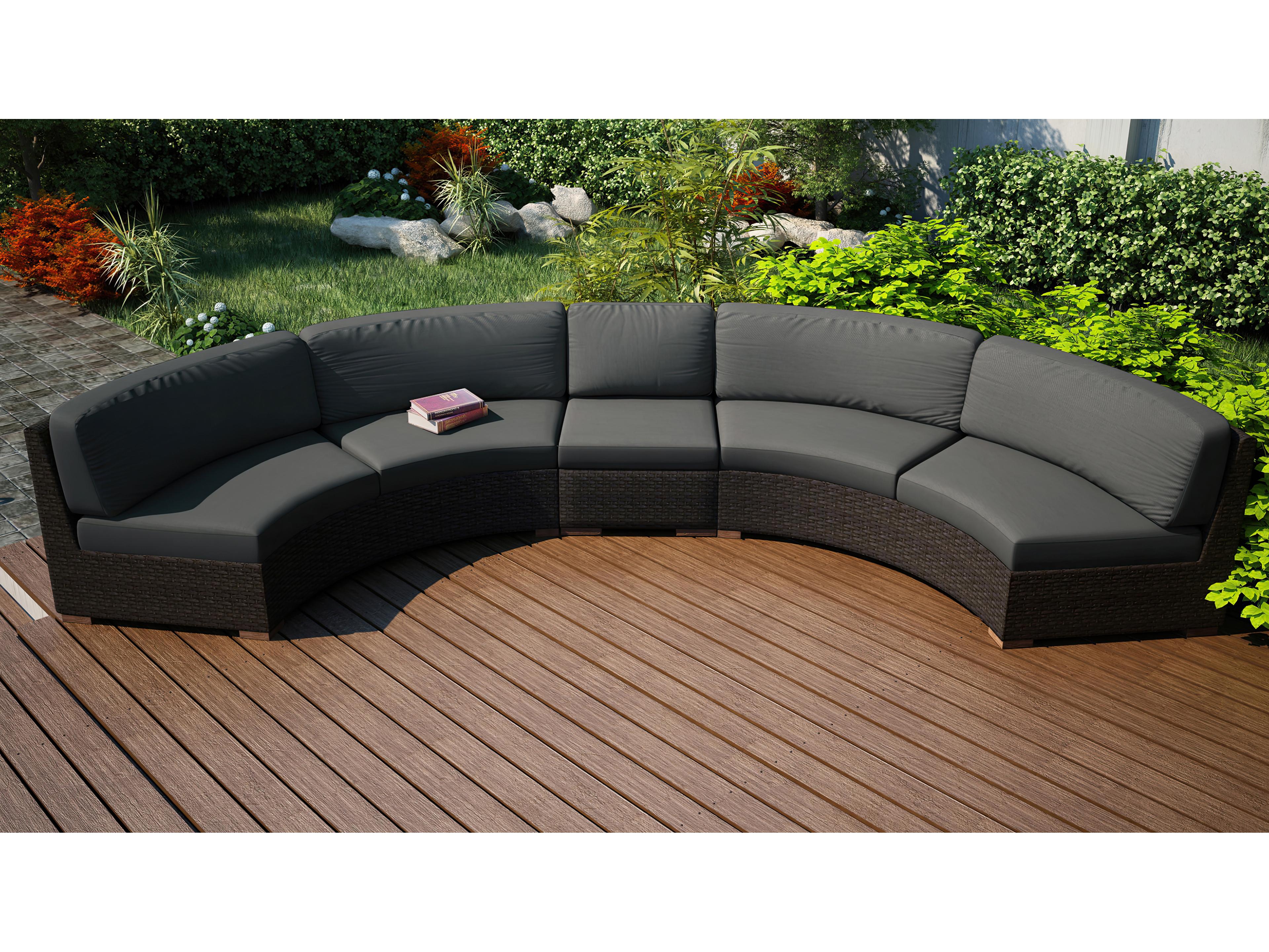 Harmonia Living Arden HDPE Wicker Extended Curved Sectional Outdoor Lounge Set