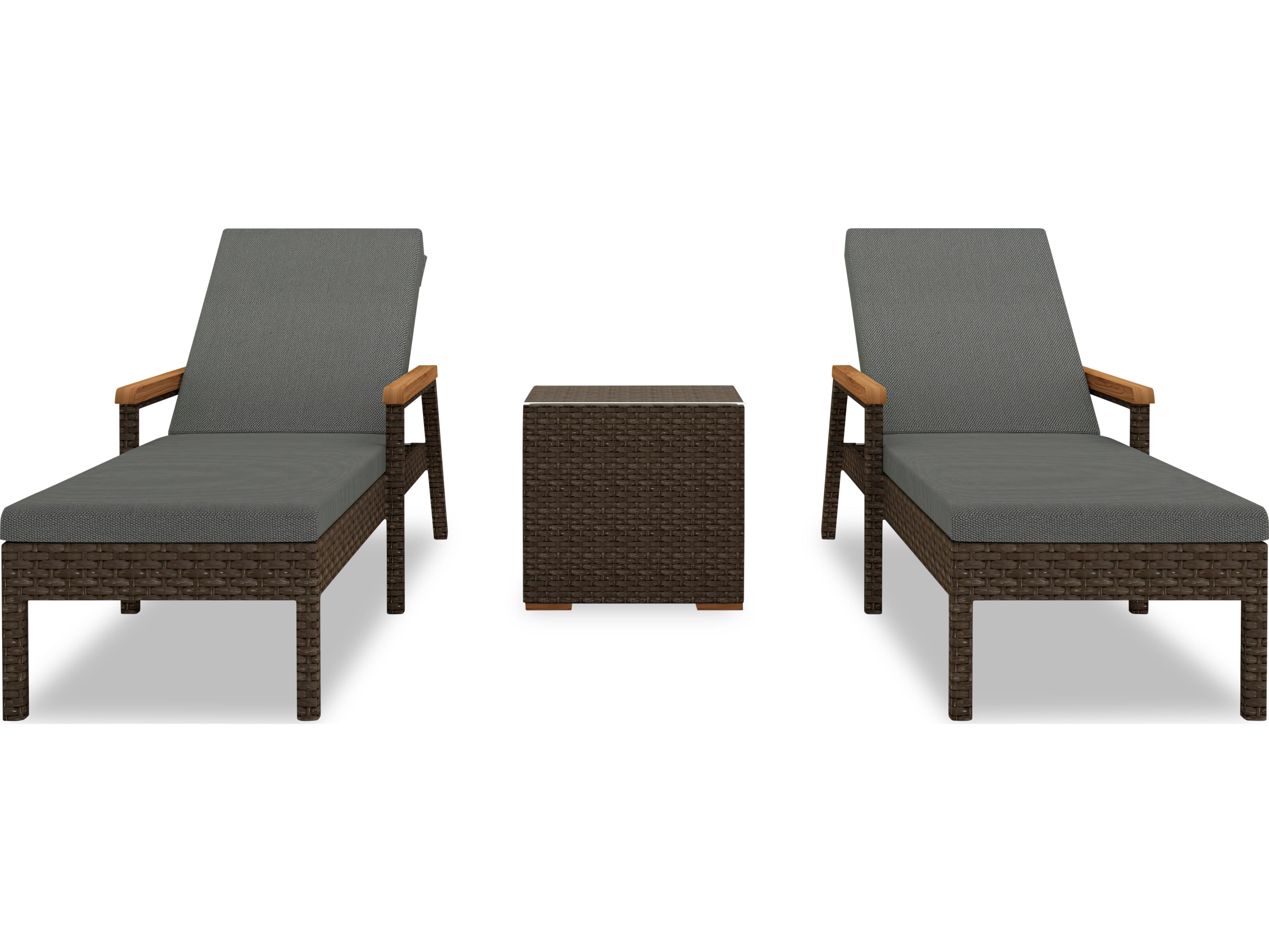 Harmonia Living Arden HDPE Wicker 3 Piece Reclining Chaise Outdoor Patio Lounge Set