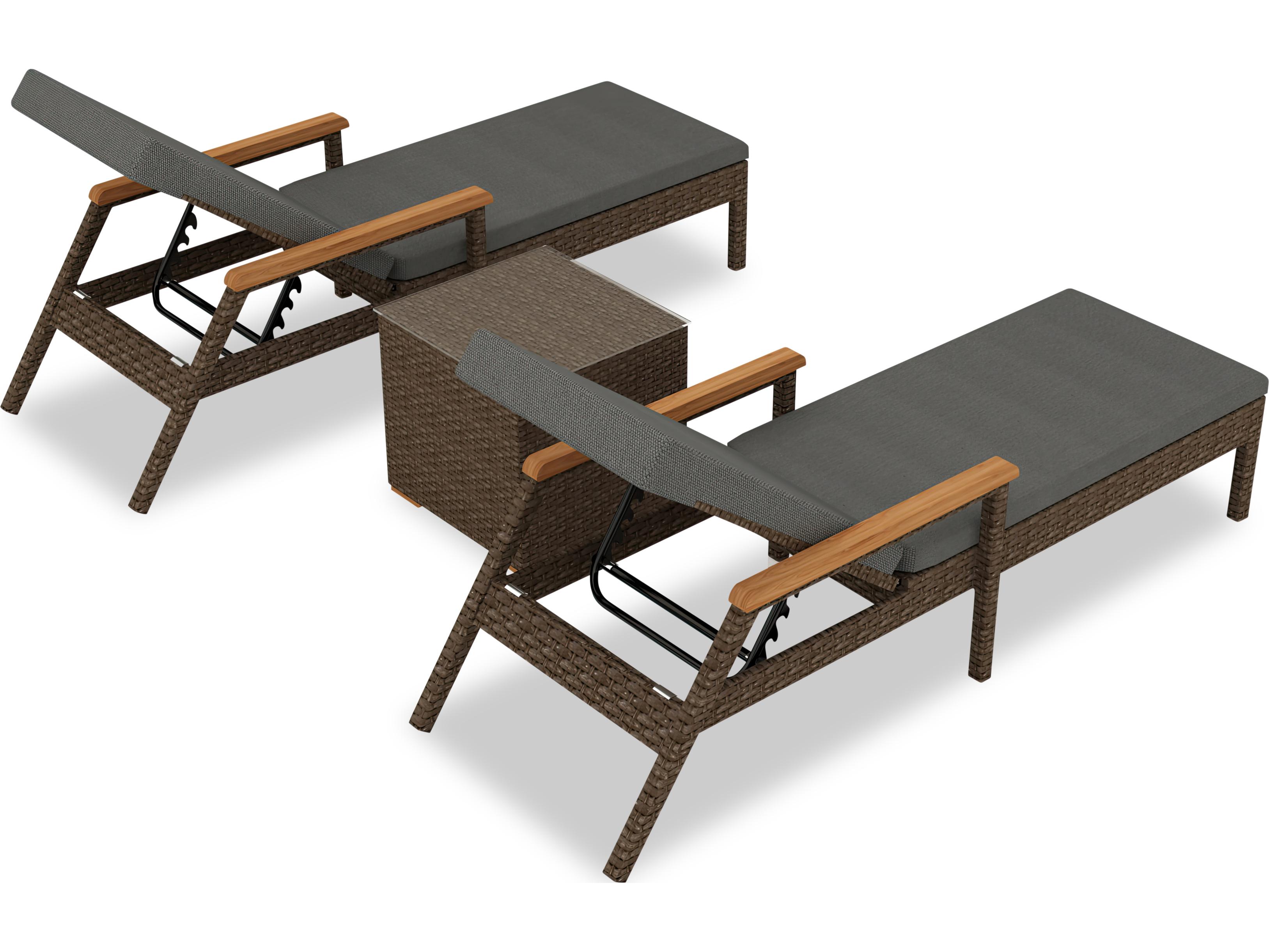 Harmonia Living Arden HDPE Wicker 3 Piece Reclining Chaise Outdoor Patio Lounge Set