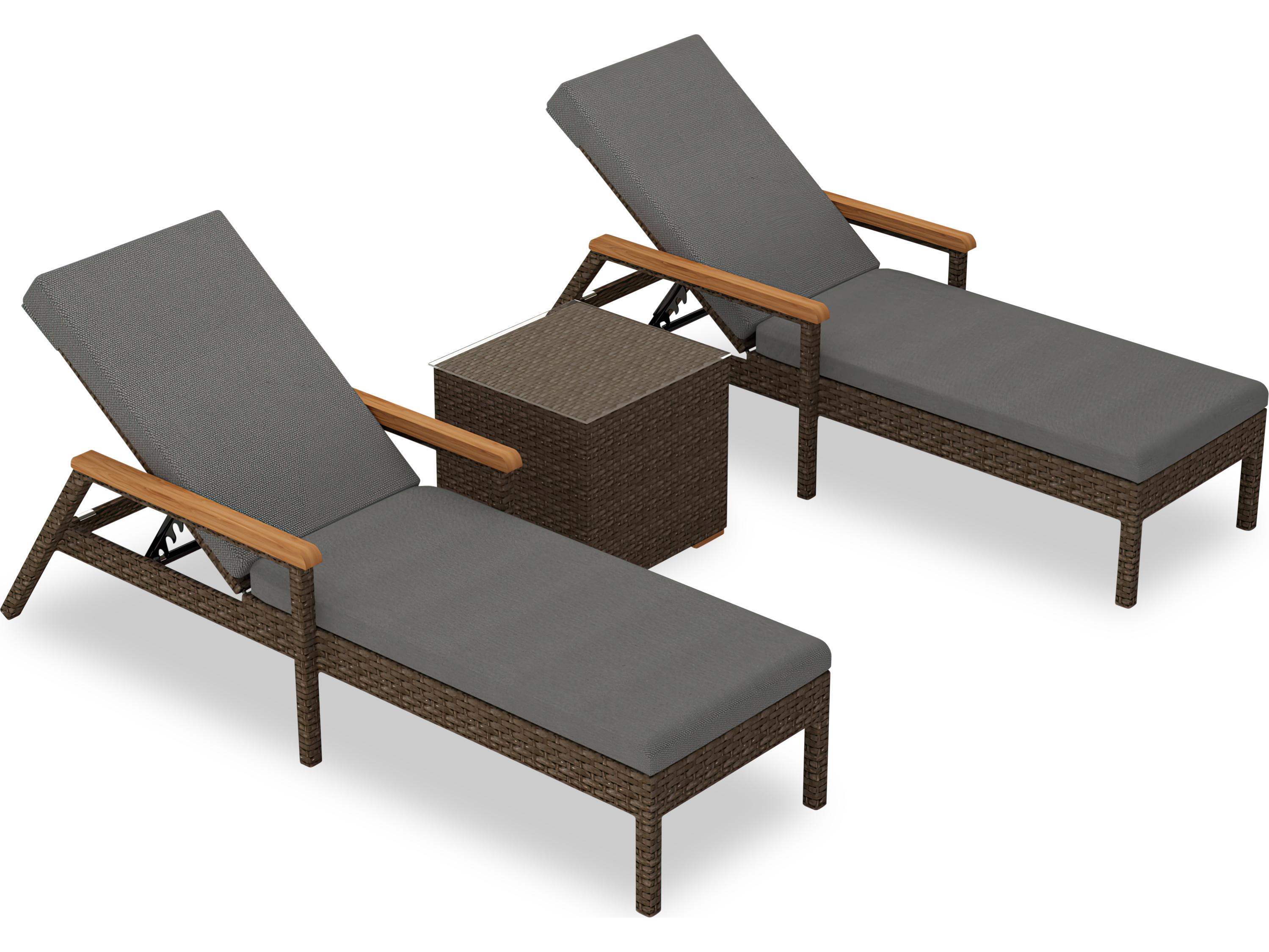 Harmonia Living Arden HDPE Wicker 3 Piece Reclining Chaise Outdoor Patio Lounge Set
