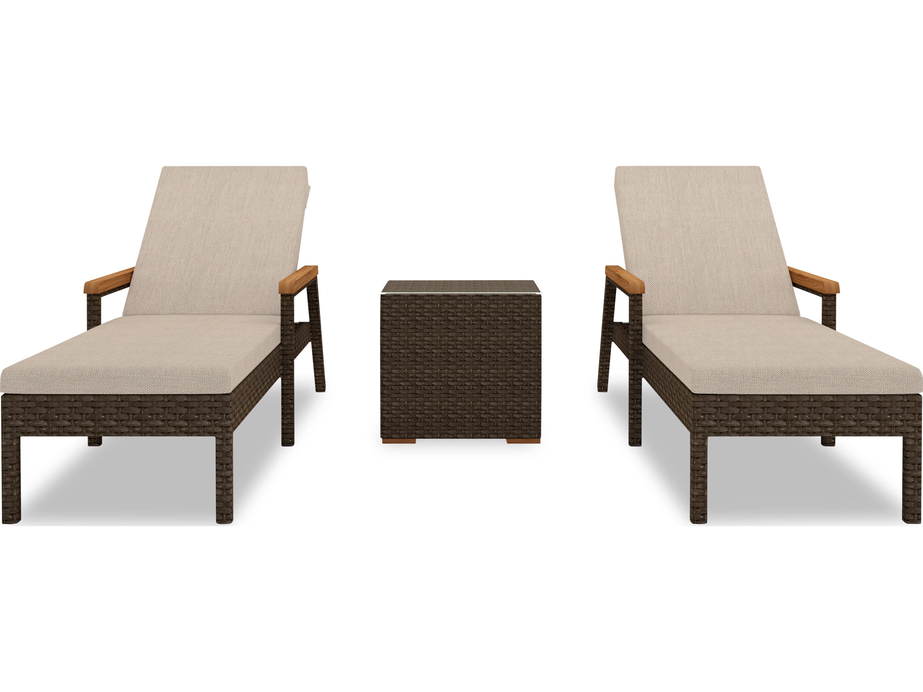 Harmonia Living Arden HDPE Wicker 3 Piece Reclining Chaise Outdoor Patio Lounge Set