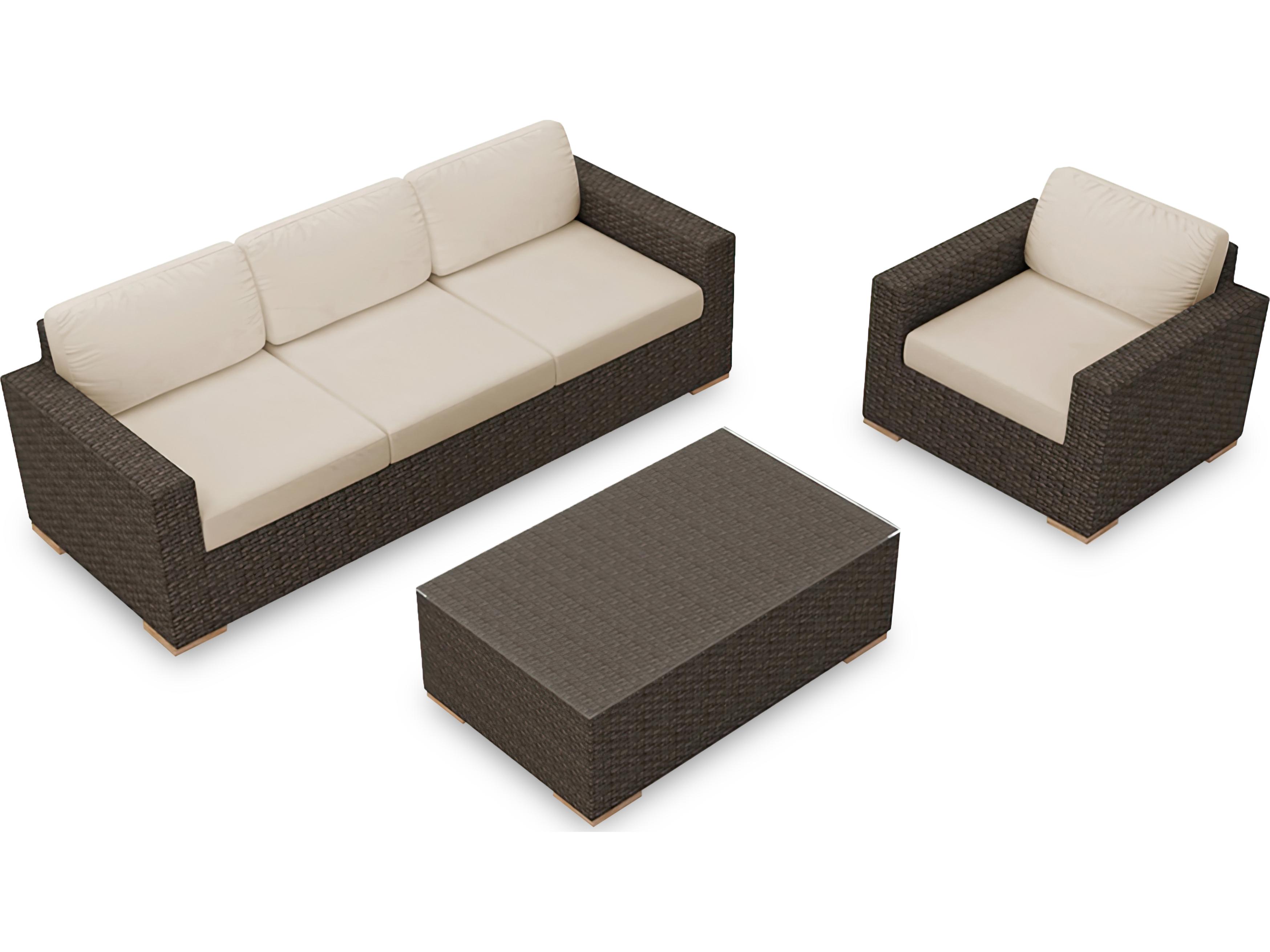 Harmonia Living Arden HDPE Wicker 3 Piece Sofa Patio Lounge Set
