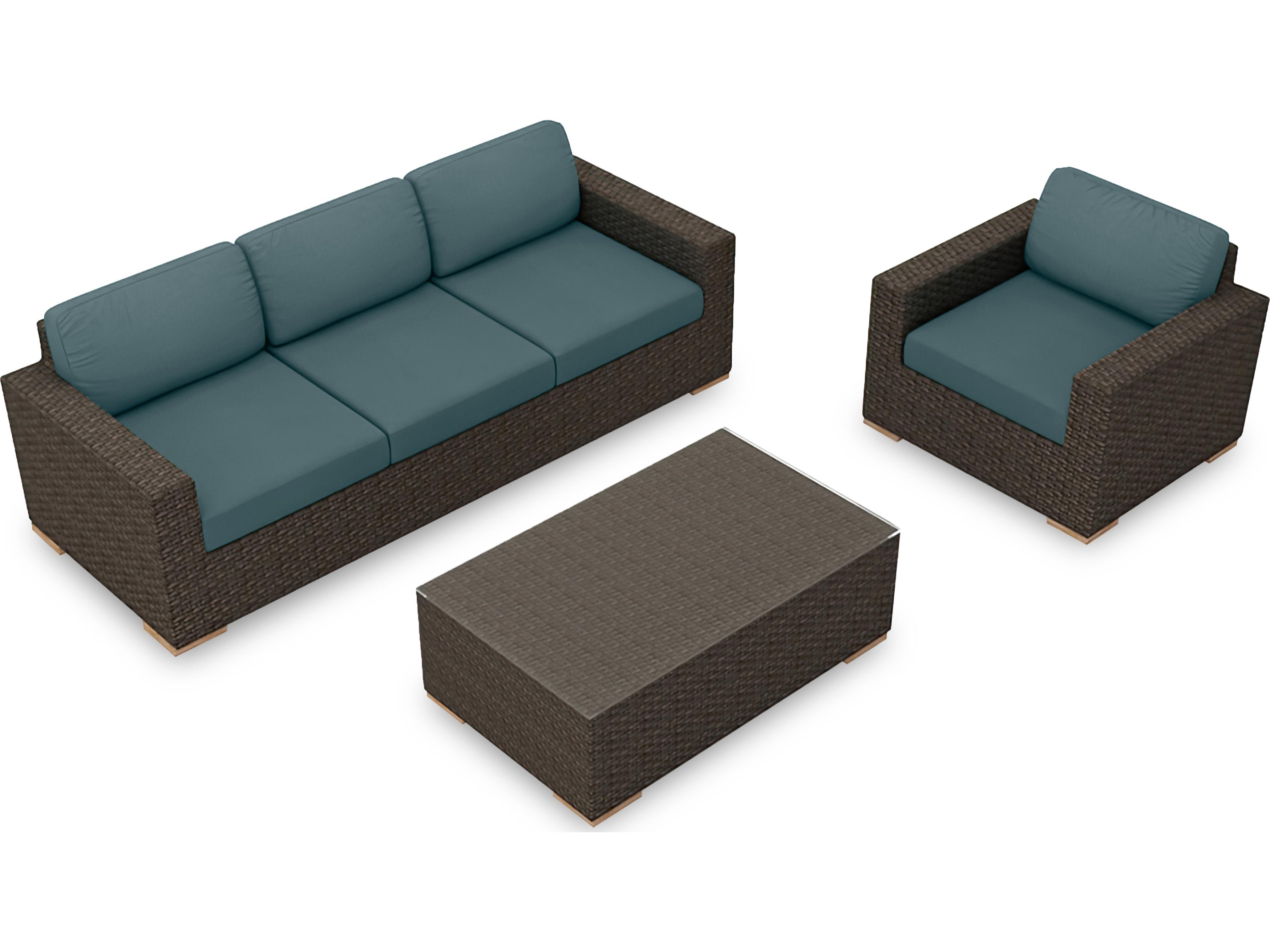 Harmonia Living Arden HDPE Wicker 3 Piece Sofa Patio Lounge Set