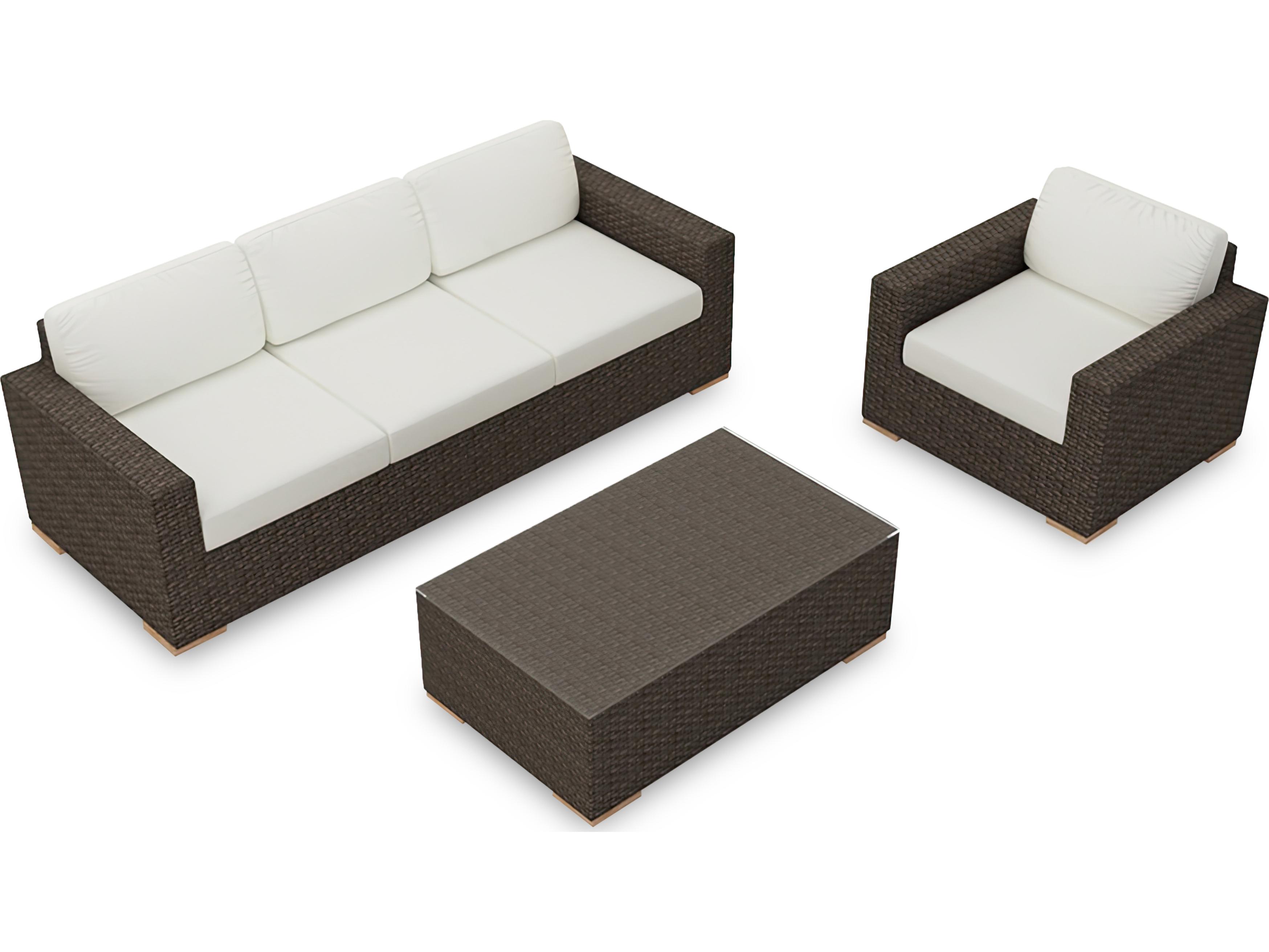 Harmonia Living Arden HDPE Wicker 3 Piece Sofa Patio Lounge Set
