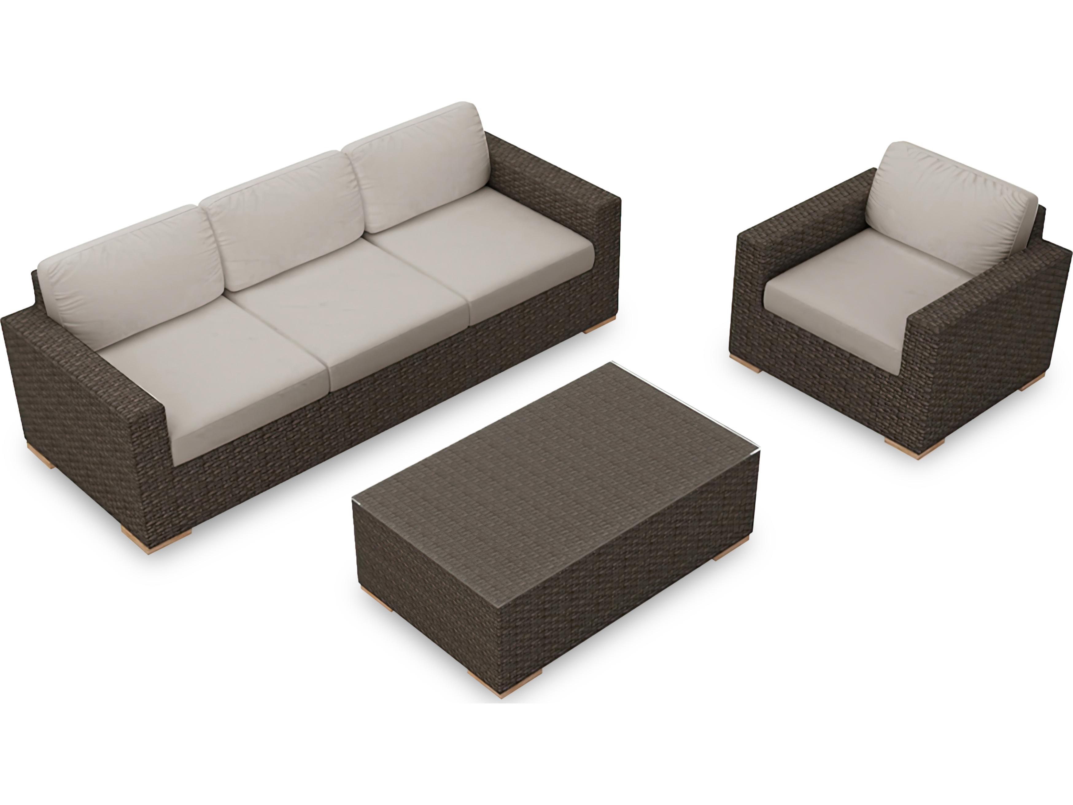 Harmonia Living Arden HDPE Wicker 3 Piece Sofa Patio Lounge Set