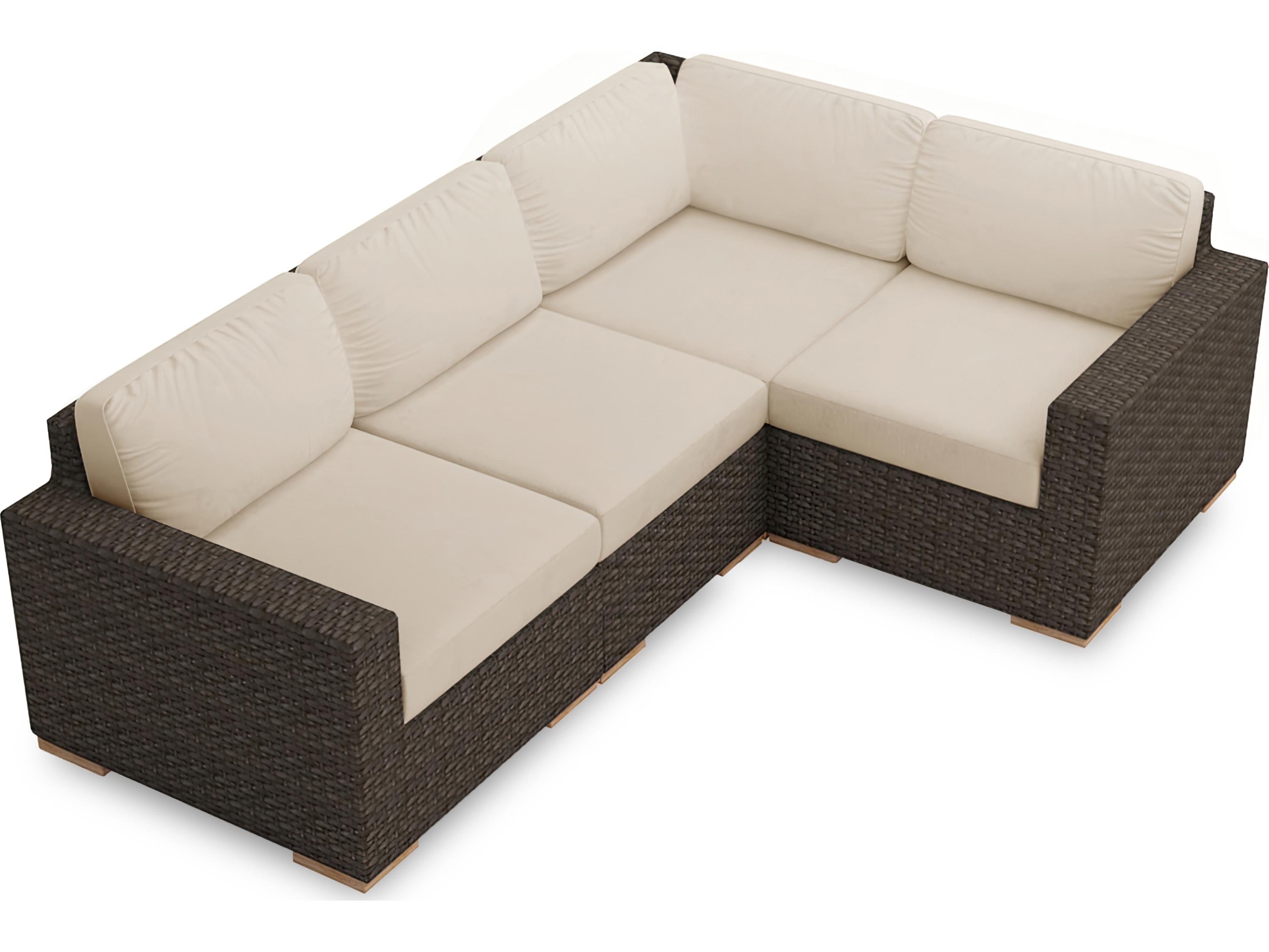 Harmonia Living Arden HDPE Wicker 4 Piece Sectional Outdoor Patio Lounge Set