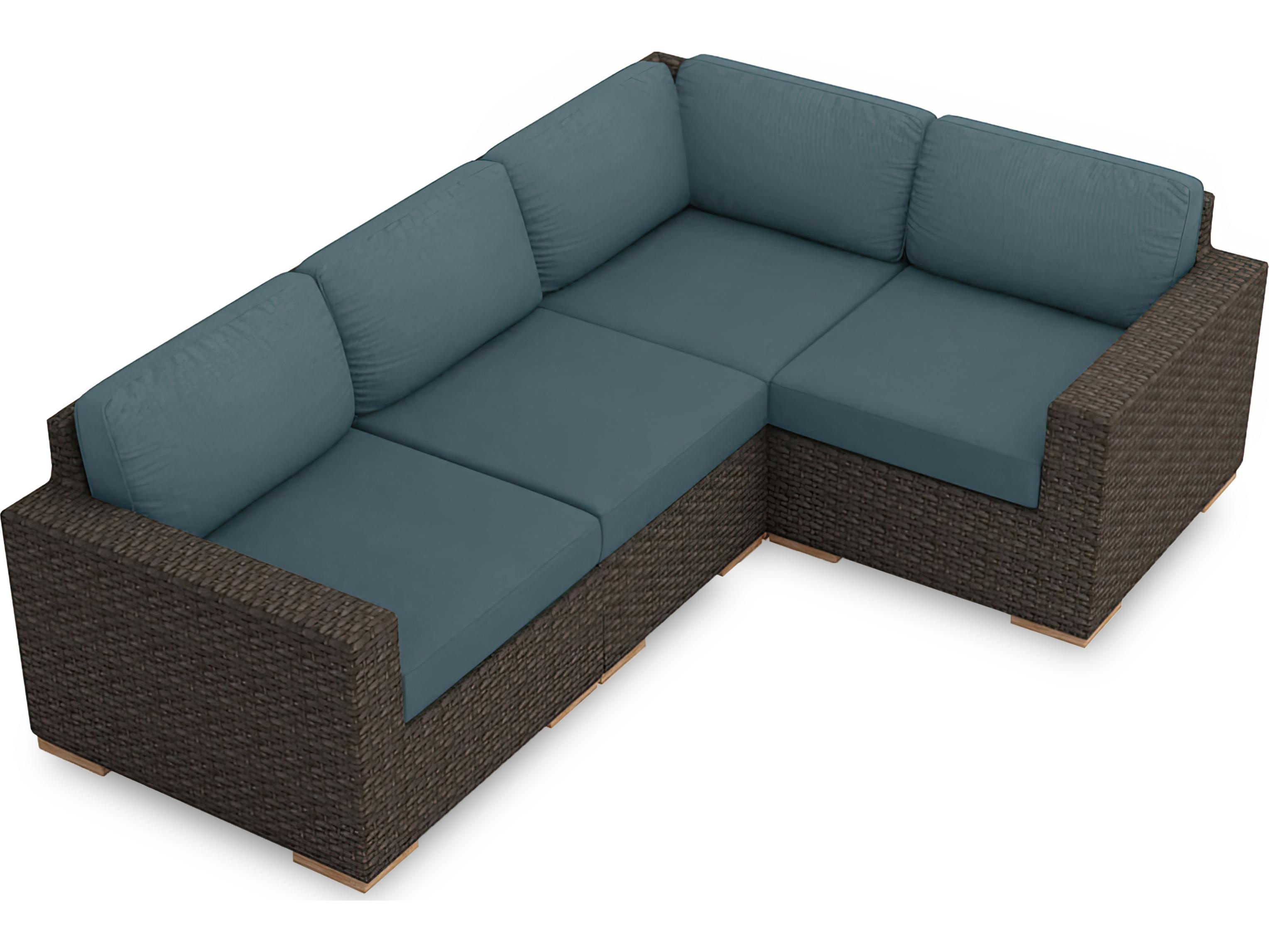 Harmonia Living Arden HDPE Wicker 4 Piece Sectional Outdoor Patio Lounge Set